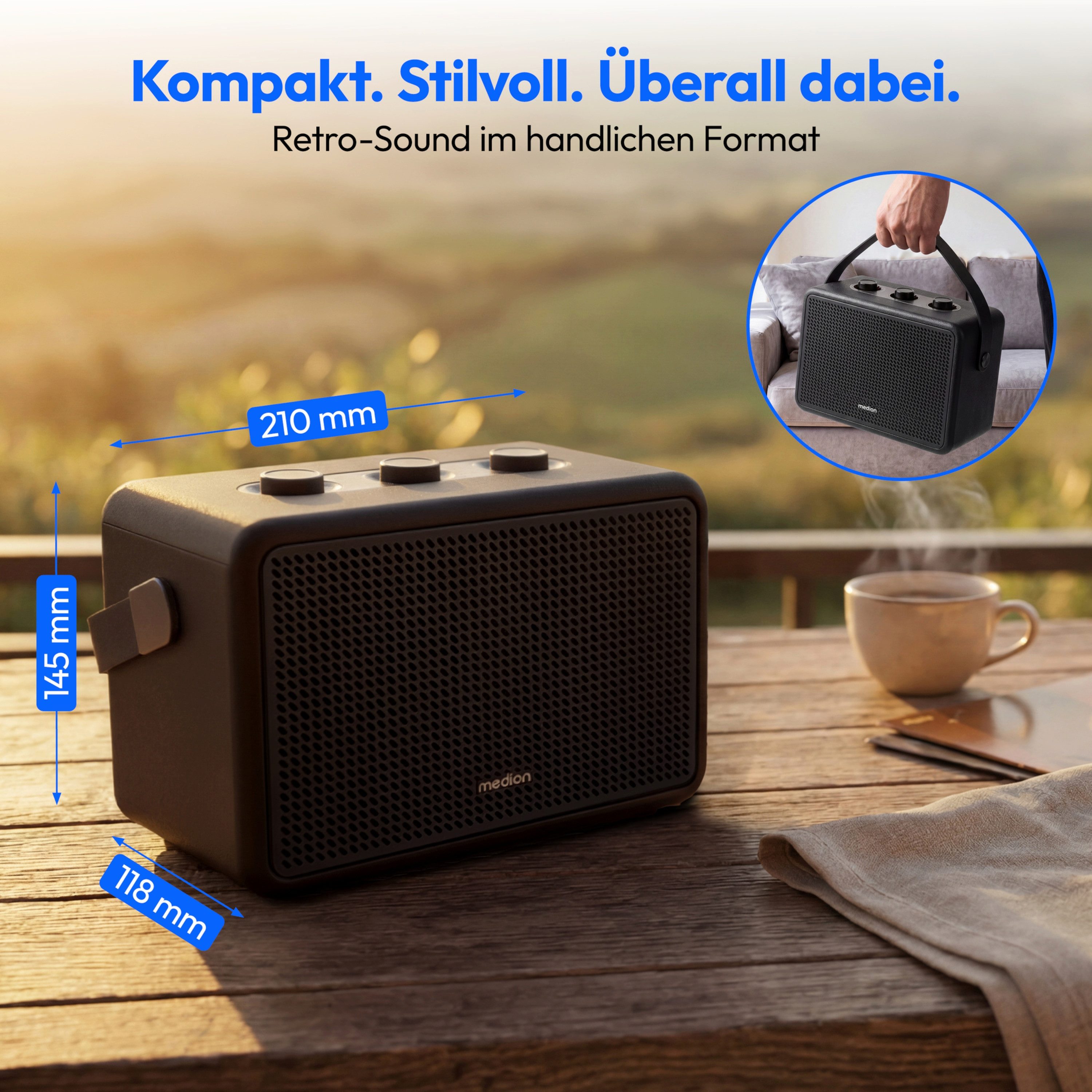 Medion® Medion Retro Bluetooth® Speaker LIFE BXO-1 (MD400008) Bluetooth-Lautsprecher (Bluetooth 5.3, 30 W)