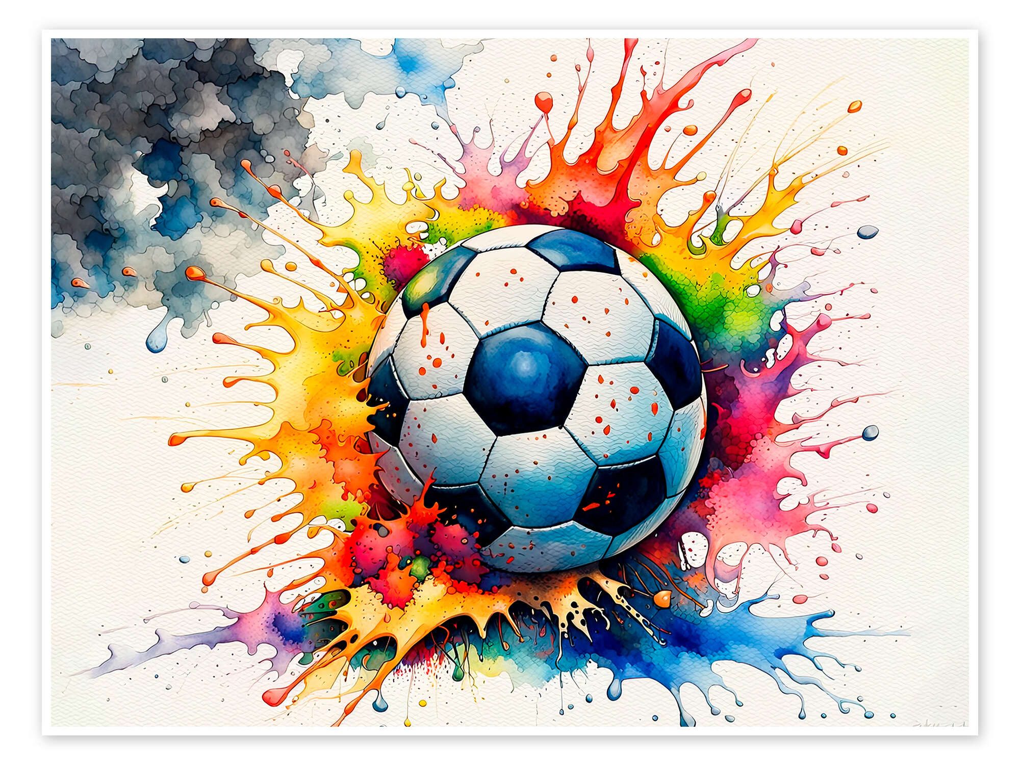 Posterlounge Poster nobelart, Fußball in Aquarell, günstig online kaufen