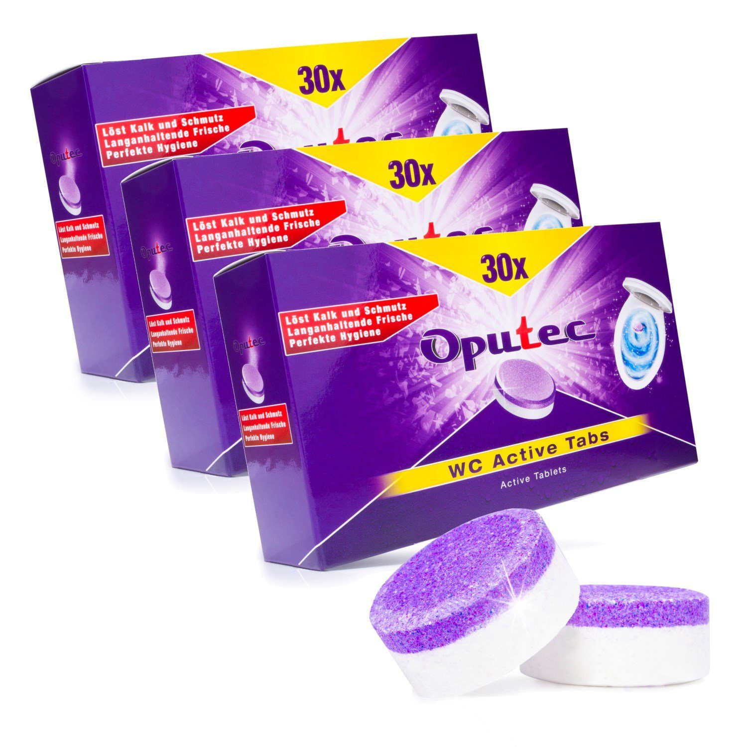 Oputec 90x WC-Reiniger Tabs: Extra starke Reinigung von WC, Toilette & Urinal WC-Reiniger (Spar-Set)