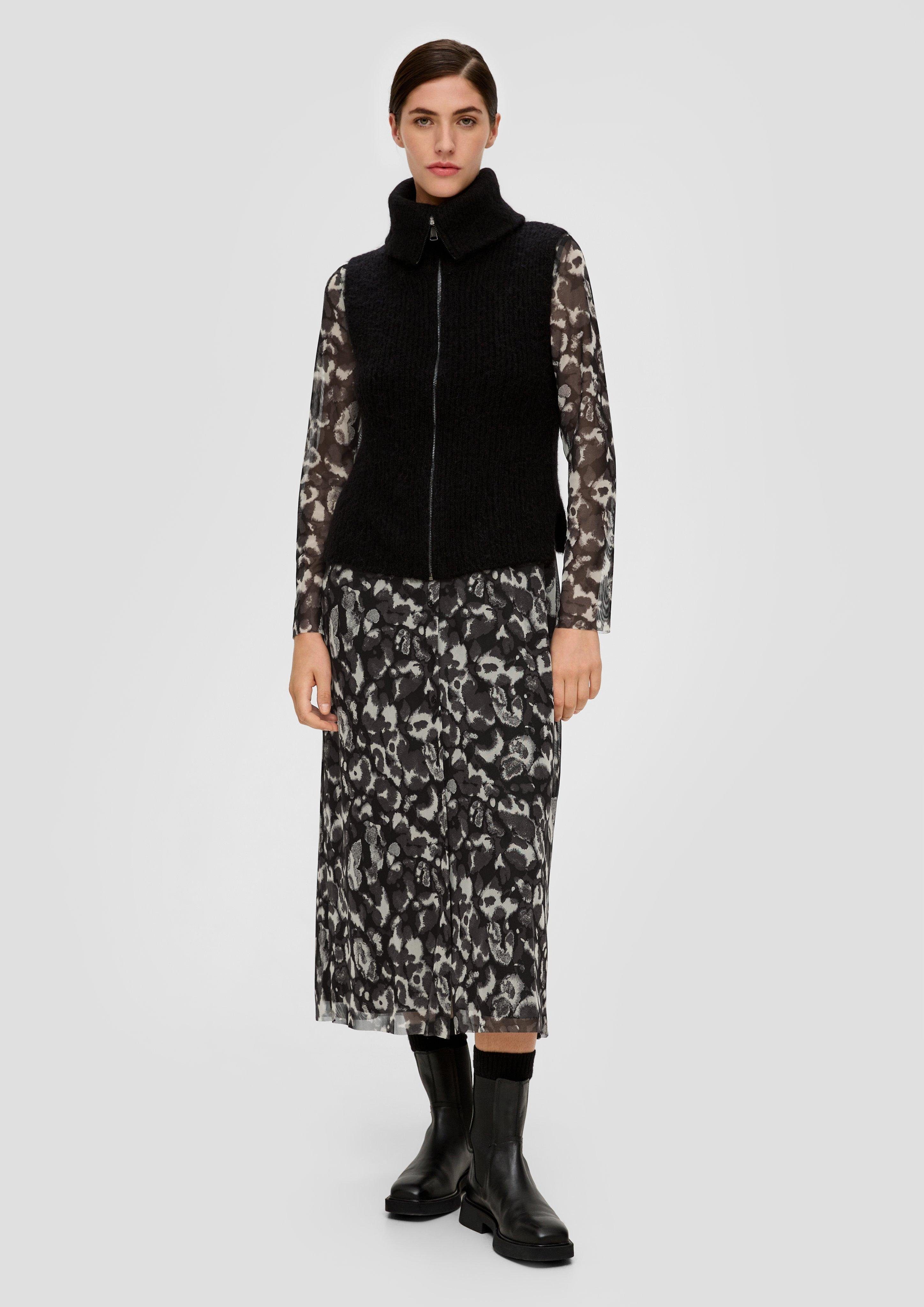 s.Oliver BLACK LABEL Hemdblusenkleid aus Minikleid Mesh