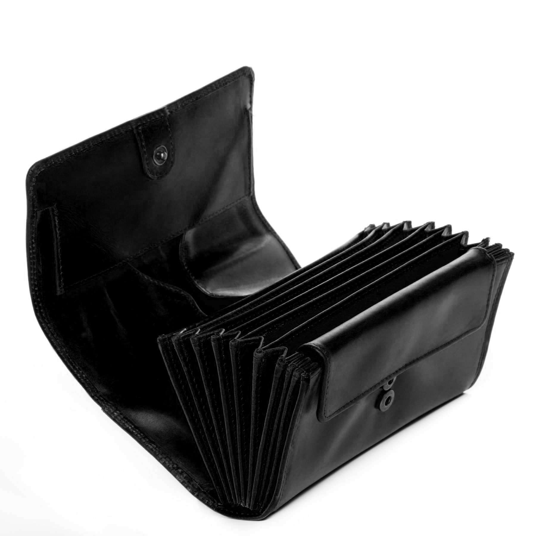 SID & VAIN Geldbörse ABERDEEN, Kellnerportemonnaie echt Leder Unisex, Münzbörse schwarz