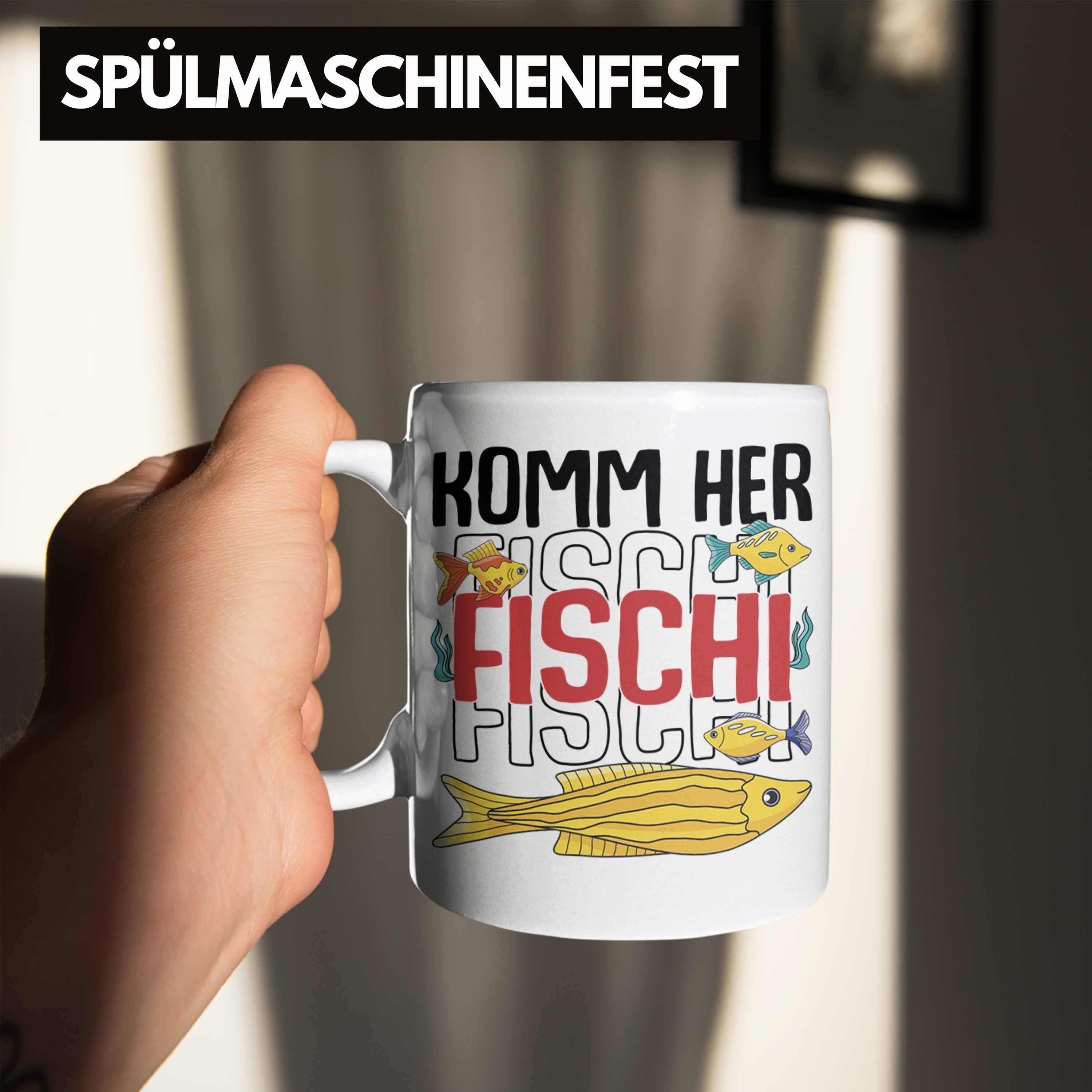 Fischi - Kaffeetasse Weiss Geboren Geschenk Herr Fischer Zubehör zum Angeln Tasse Angeln Angler Komm Tasse Trendation Trendation Hobbyangler