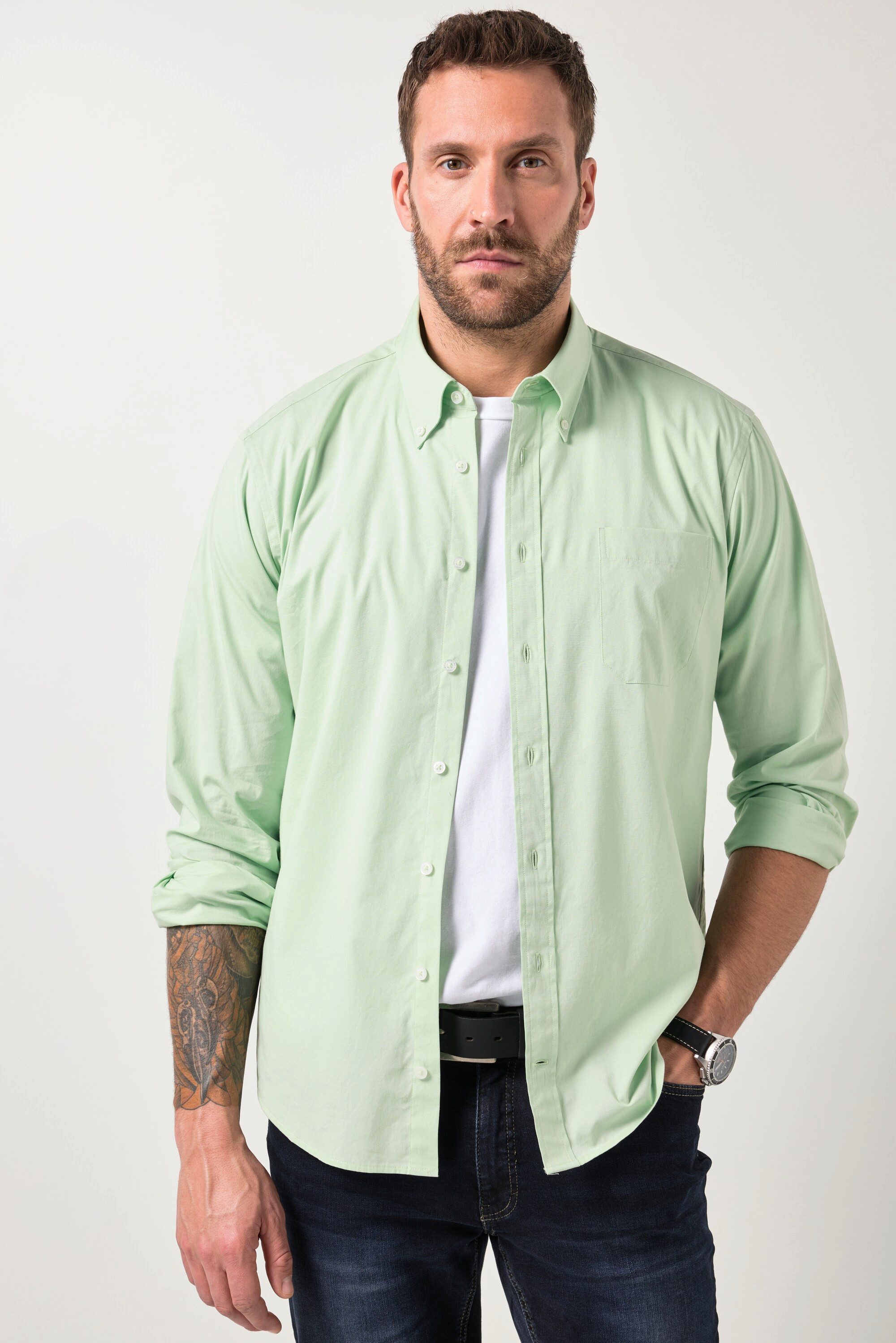JP1880 Businesshemd Hemd FLEXNAMIC® Langarm Buttondown-Kragen