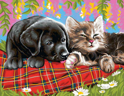 MAMMUT Spiel und Geschenk Malvorlage Malen nach Zahlen Hund und Katze, 38,2 x 29,2 cm