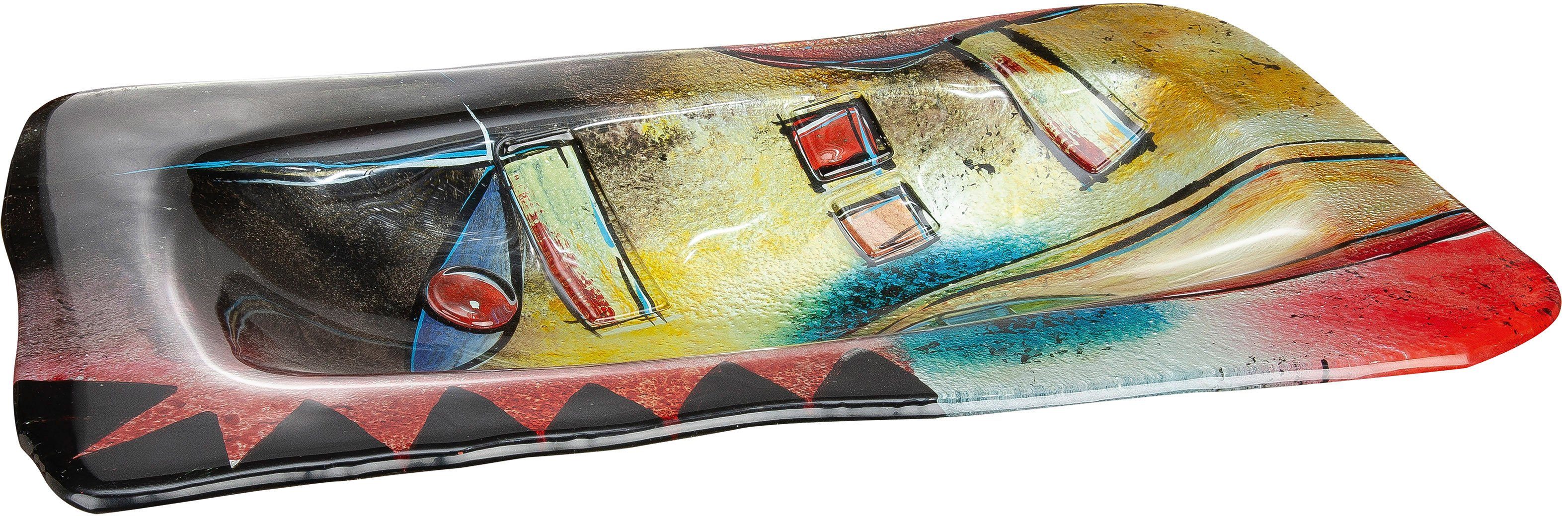 GILDE GLAS art Dekoschale Confuso 2 (1 St), handbemalt mit Fusingglas-Elementen