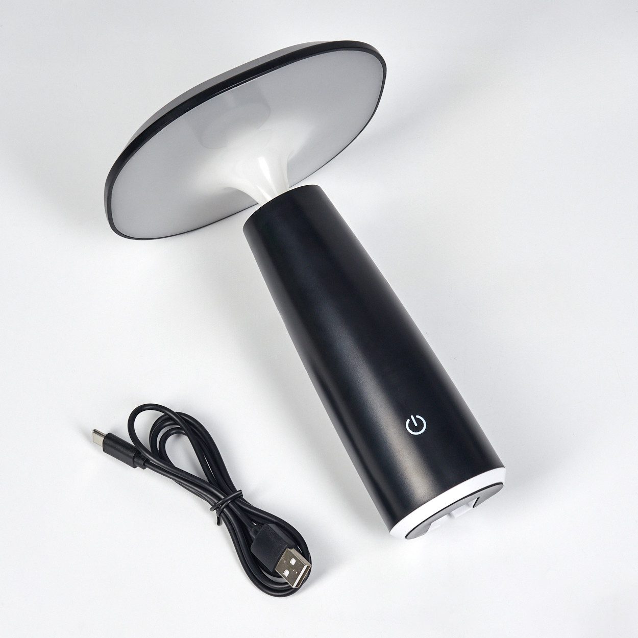 hofstein Tischleuchte dimmbare Tischlampe aus Kunststoff in Schwarz/Weiß/Klar, ohne Leuchtmittel, verstellbare Leuchte, Akku, Touchdimmer, 1 Watt, 100 Lumen, Wohnzimmer