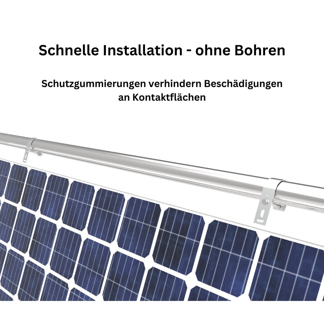 smartEC Solarmodul-Halterung Balkonhaken Set für Solarmodule, (Schutzstreifen TÜV geprüft Winkel einstellbar bis 30° Geländer Haken)