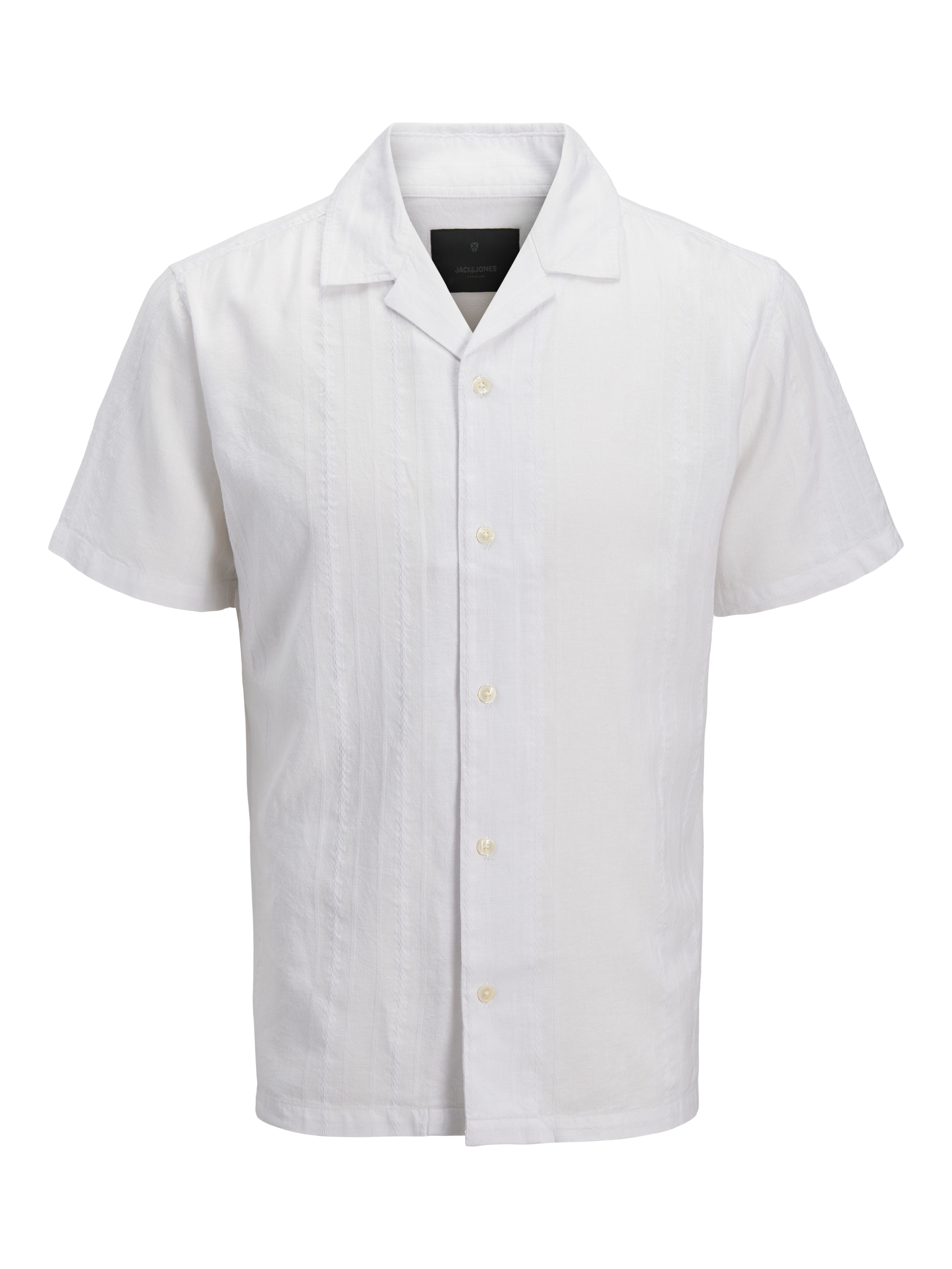 Jack & Jones Kurzarmhemd JPRBLARIVER LINEN BL. DOBBY SS SHIRT SN mit Resort Kragen