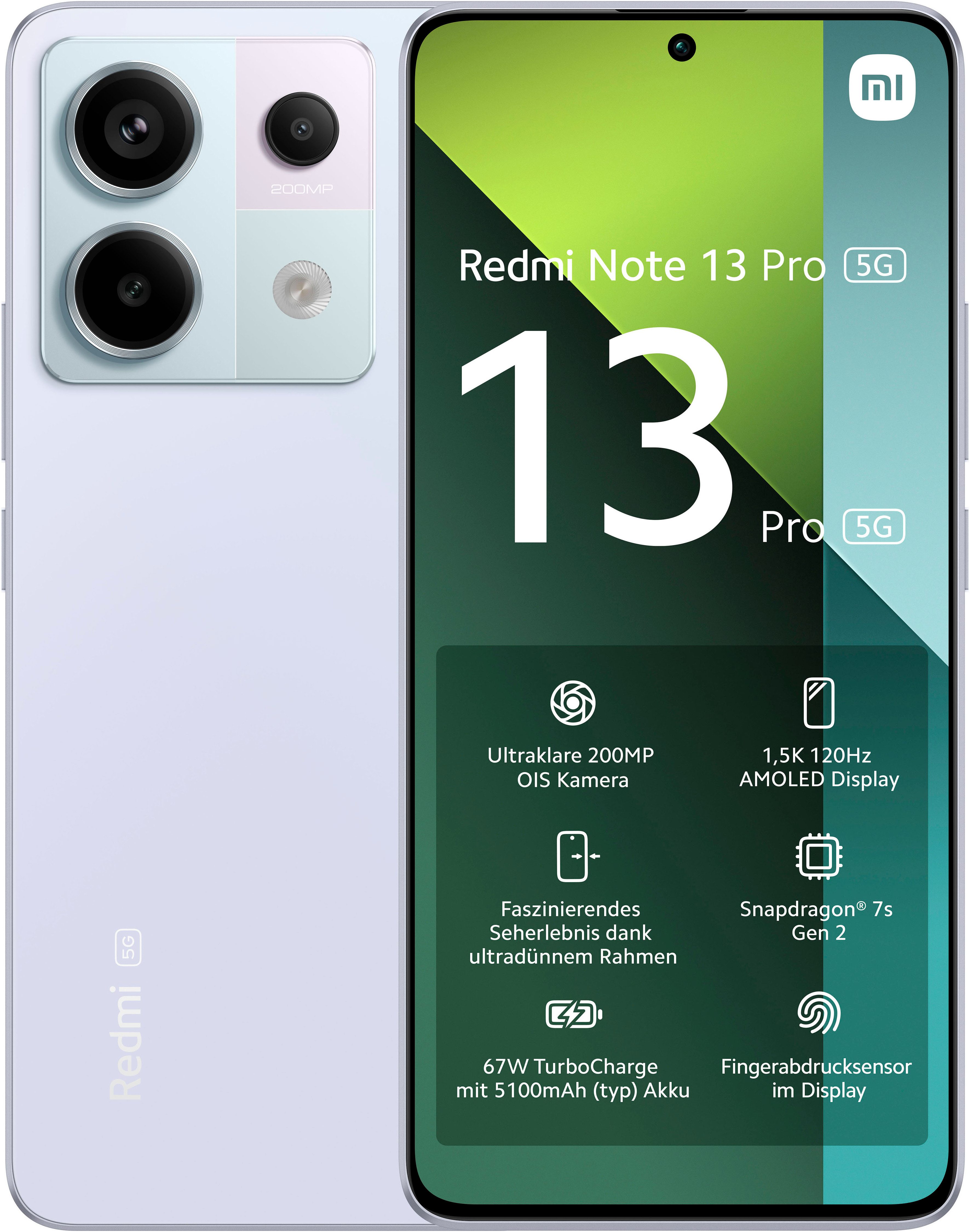 Xiaomi Redmi Note 13 Pro 5G 8+256GB Smartphone (16,94 cm/6,67 Zoll, 256 GB Speicherplatz, 200 MP Kamera)