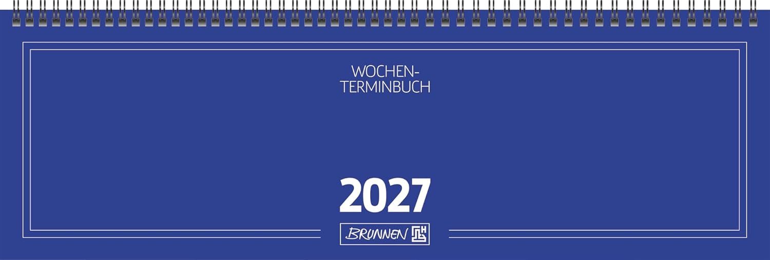 BRUNNEN Buchkalender BRUNNEN Querterminbuch Mod. 775 2027, 420×137 mm, Karton, blau