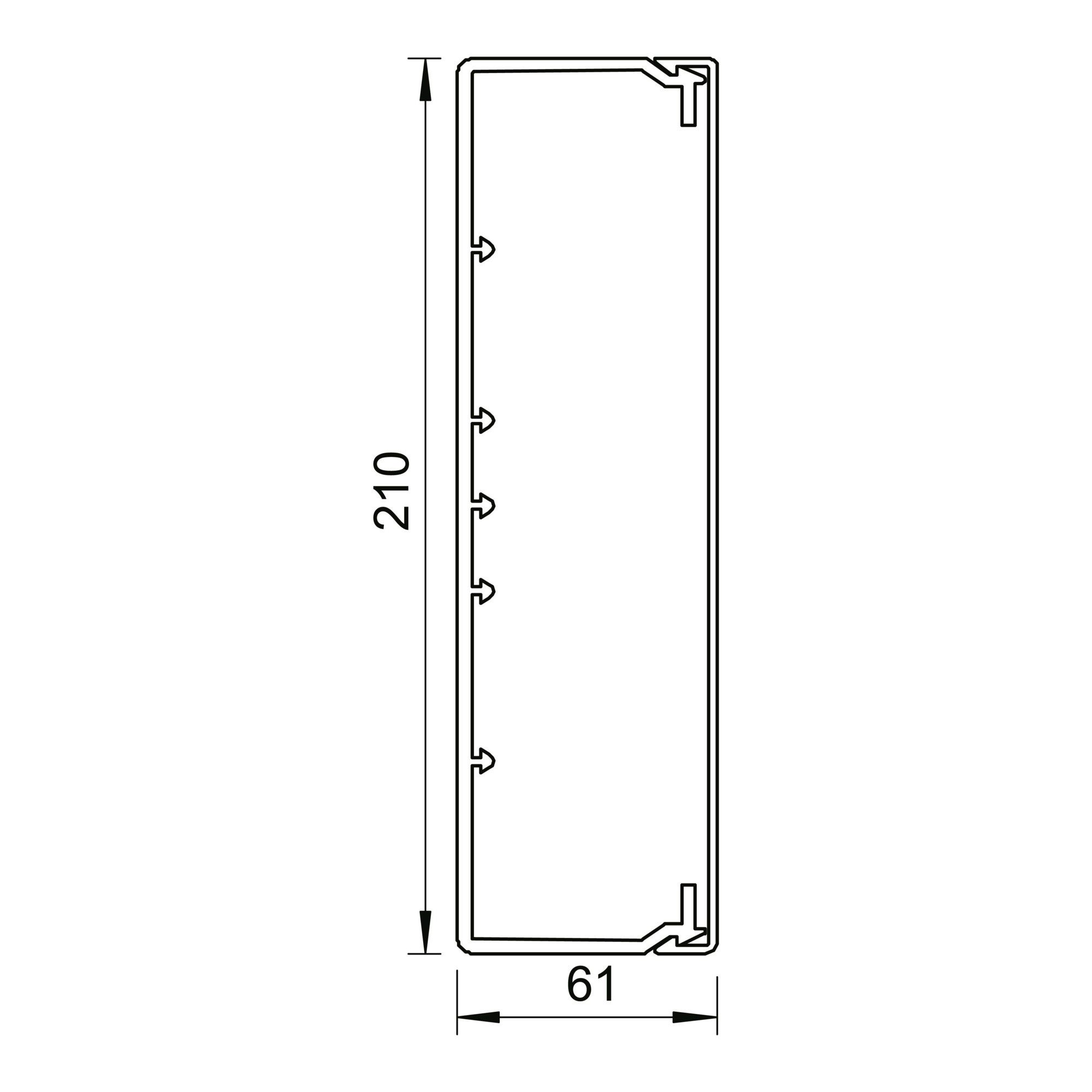 OBO BETTERMANN Kabelführung OBO Bettermann Vertr Wand+Deckenkanal m.Obert. 60x210mm,PVC WDK60210CW