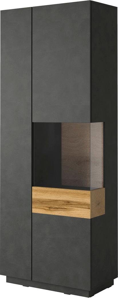 Vitrine SILKE - Anthrazit / Votaneiche