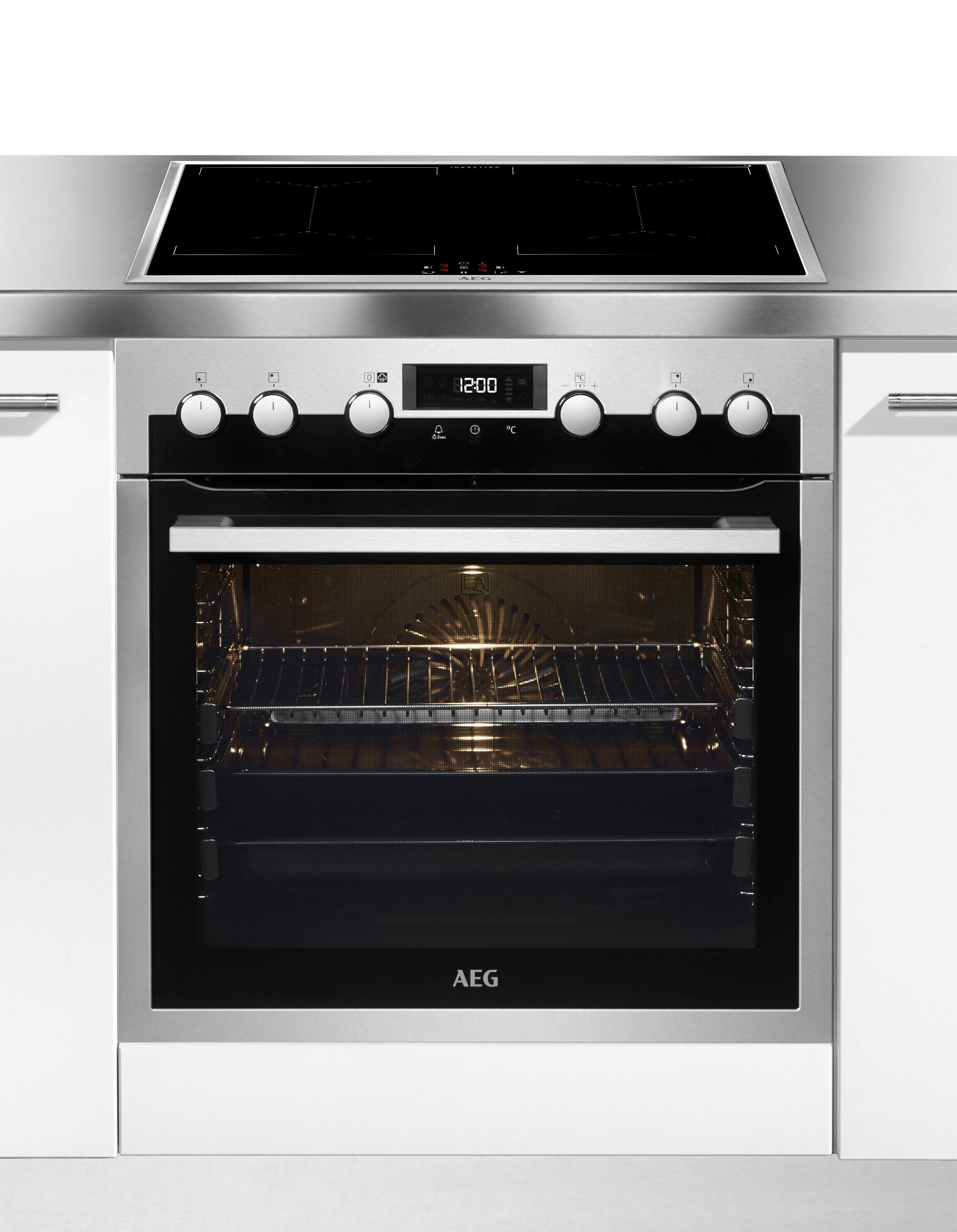 AEG Induktions Herd-Set HE5346MM41, Pyrolyse-Selbstreinigung, mit Dampfback-Funktion - AEG
