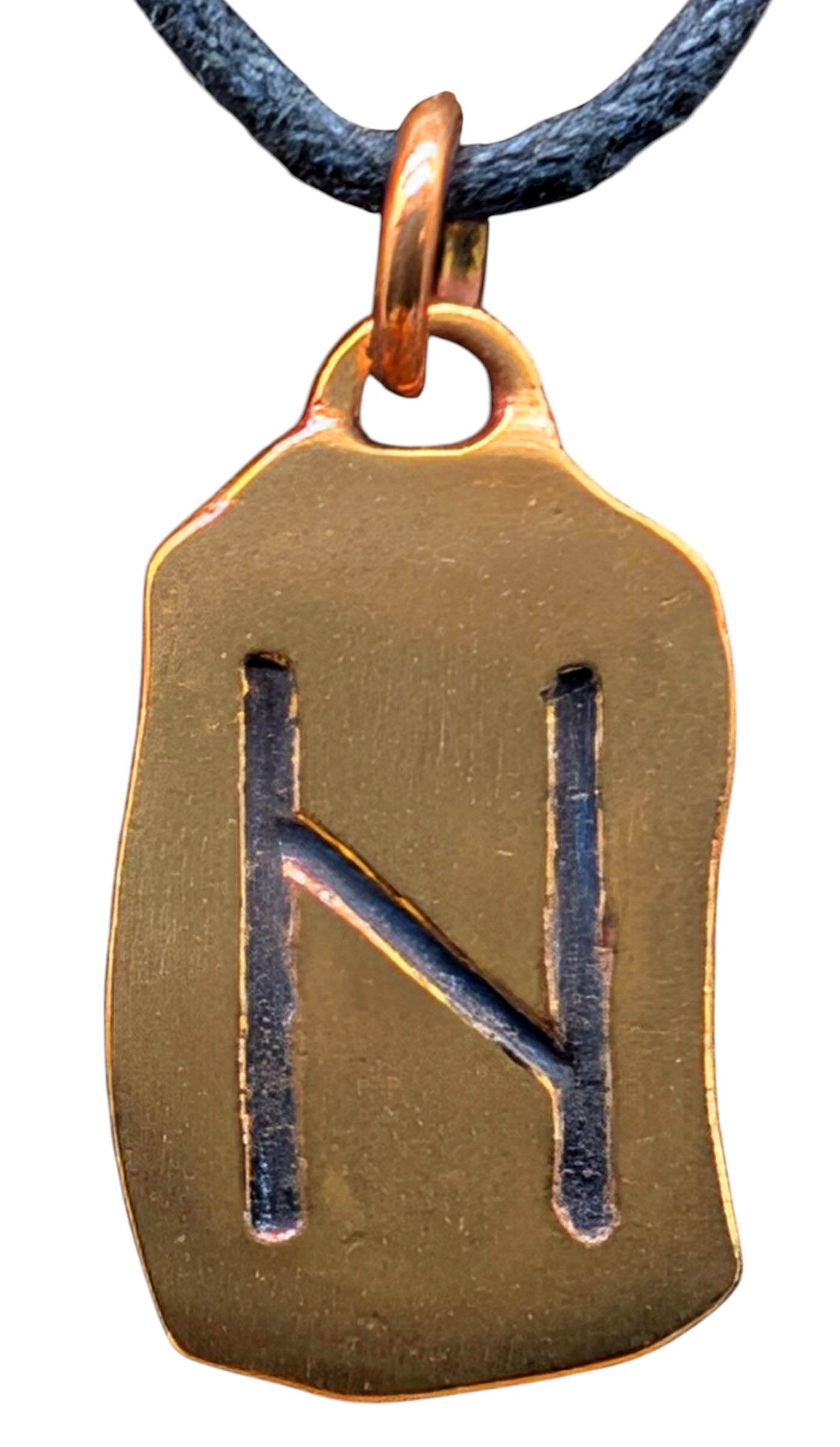 Kiss of Leather Kettenanhänger Rune Runen Anhänger Bronze Buchstabe H Hagalaz Haegl Hagel Zerstörung