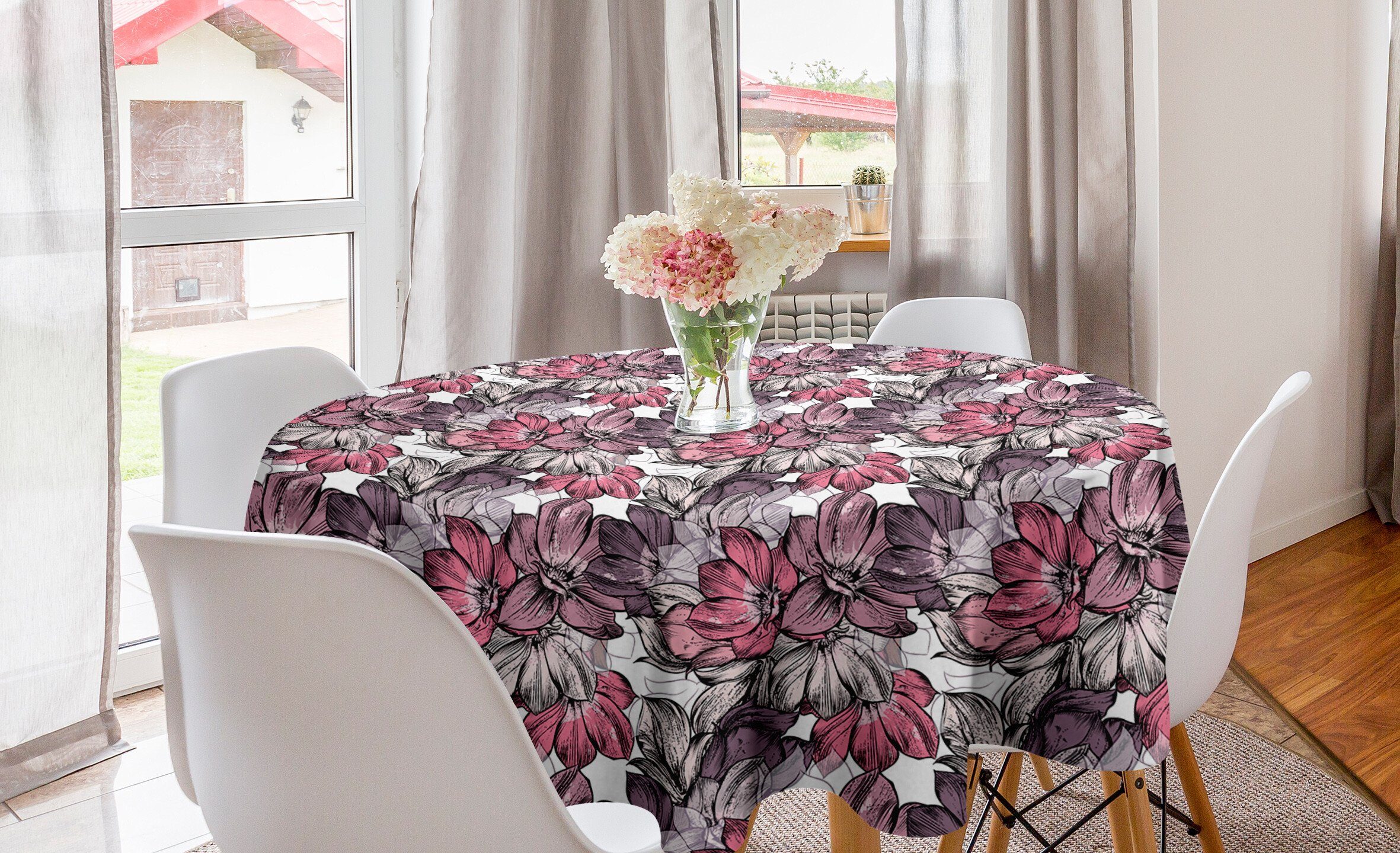 Abakuhaus Tischdecke Kreis Tischdecke Abdeckung für Esszimmer Küche Dekoration, Jahrgang Magnolia Blumen Botanical | Tischdecken