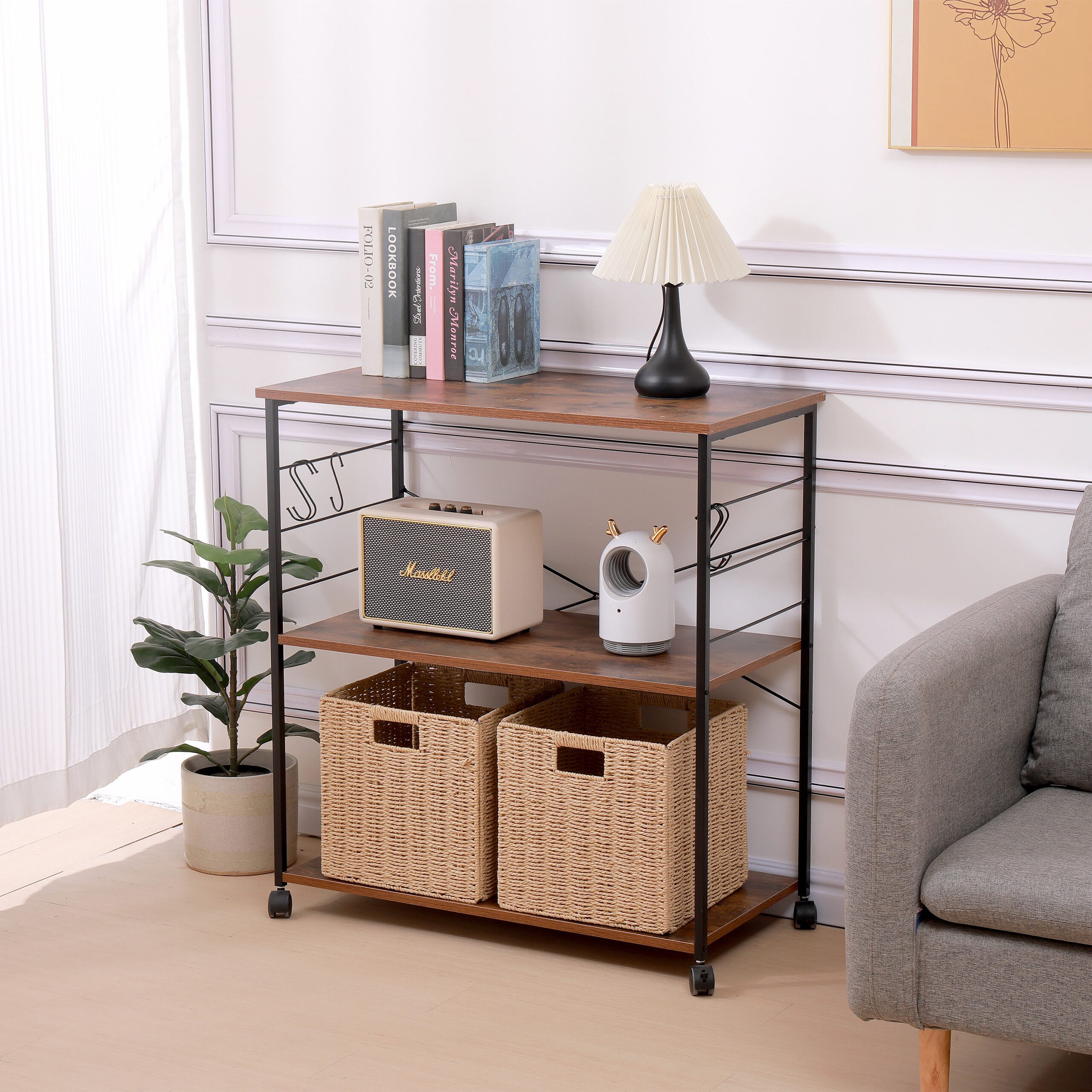 relaxdays Servierwagen Küchenrollwagen mit 3 Ablagen günstig online kaufen