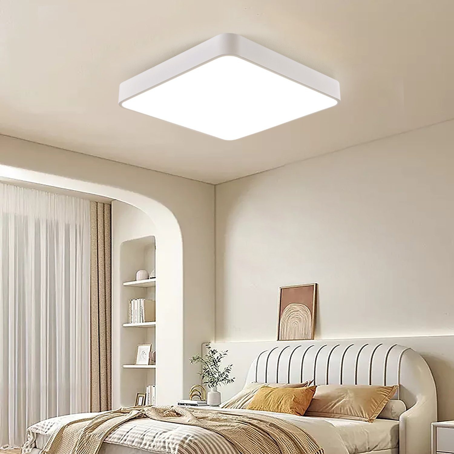 Deckenlampe, Lampe, integriert, Ultra Modern Eckig Warmweiß Flach LED Weiß LED 3000K Deckenleuchte fest Dünn Tageslichtweiß, JDONG