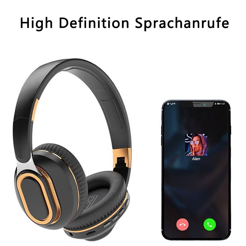 16h 5.0 Wiedergabeoptionen) Over-Ear-Kopfhörer Bluetooth HIFI-Klangqualität, lange Akkulaufzeit, (Geräuschunterdrückung, Akkulaufzeit Kopfhörer Grau mehrere Dekorative