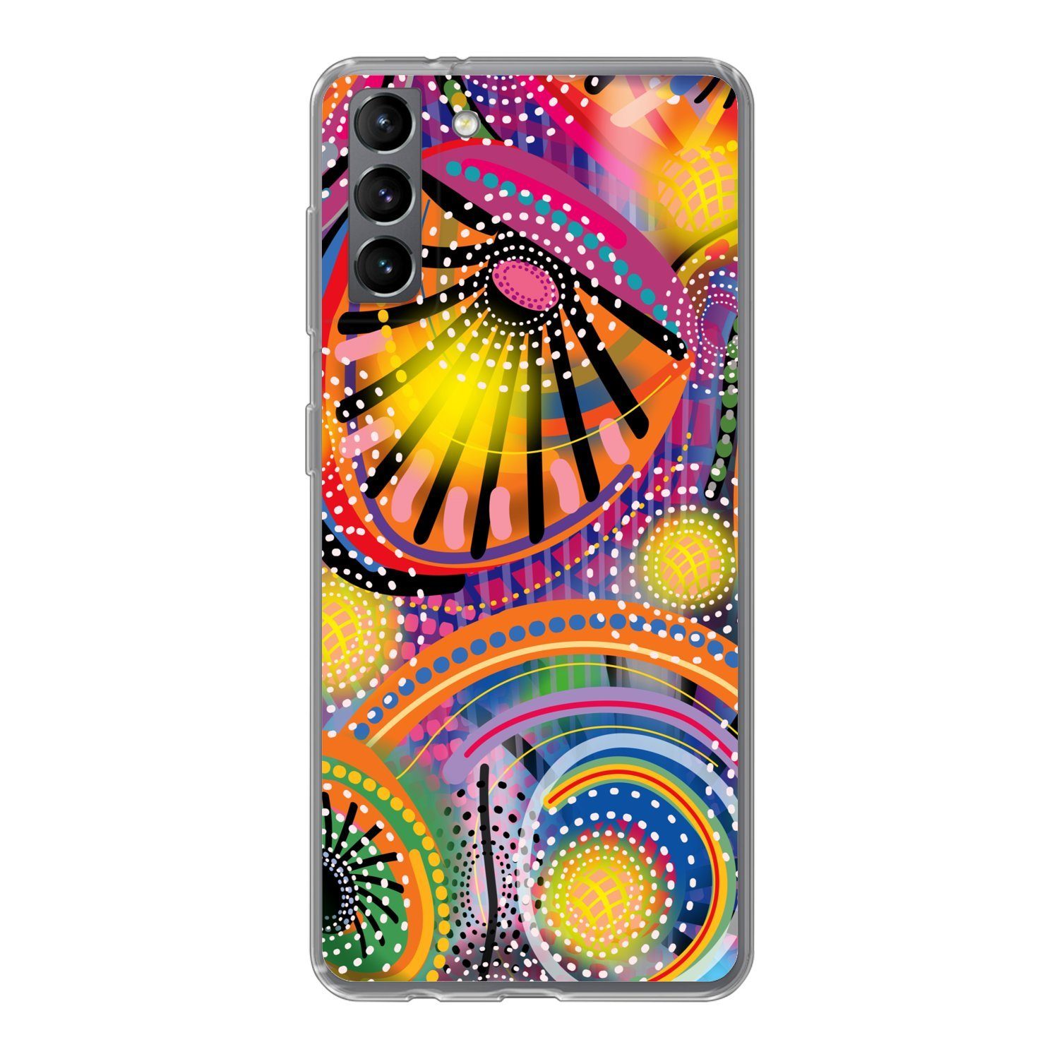 MuchoWow Handyhülle für Samsung Galaxy S21 Plus Formen - Kunst - Muster - Psychedelisch, Phone Case, Silikon, Schutzhülle Dünn