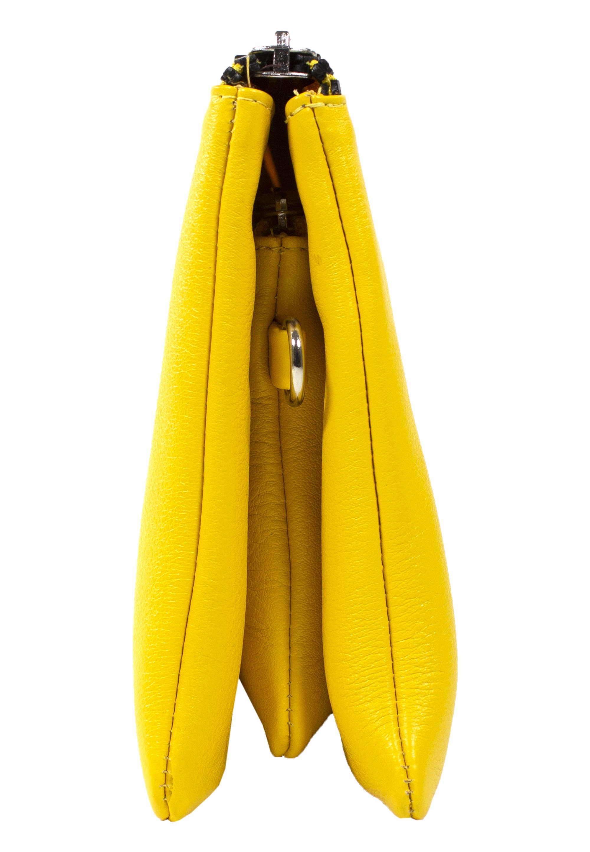 Braun Büffel mit Schultertasche Kartenfächern CAPRI, gelb integrierten