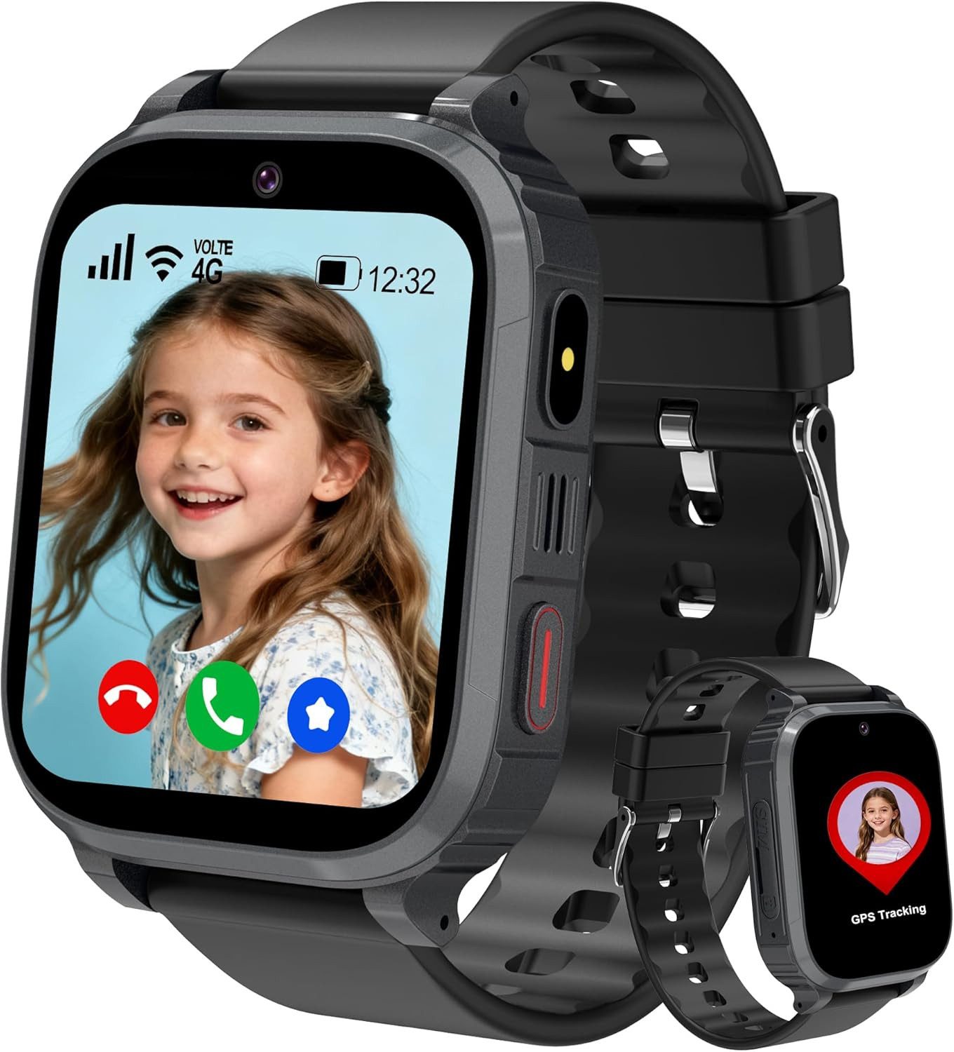 Tzzulsx Smartwatch (2,5 cm, sim-karte), 4G Kinder Smartwatch mit GPS Ortung Videoanruf