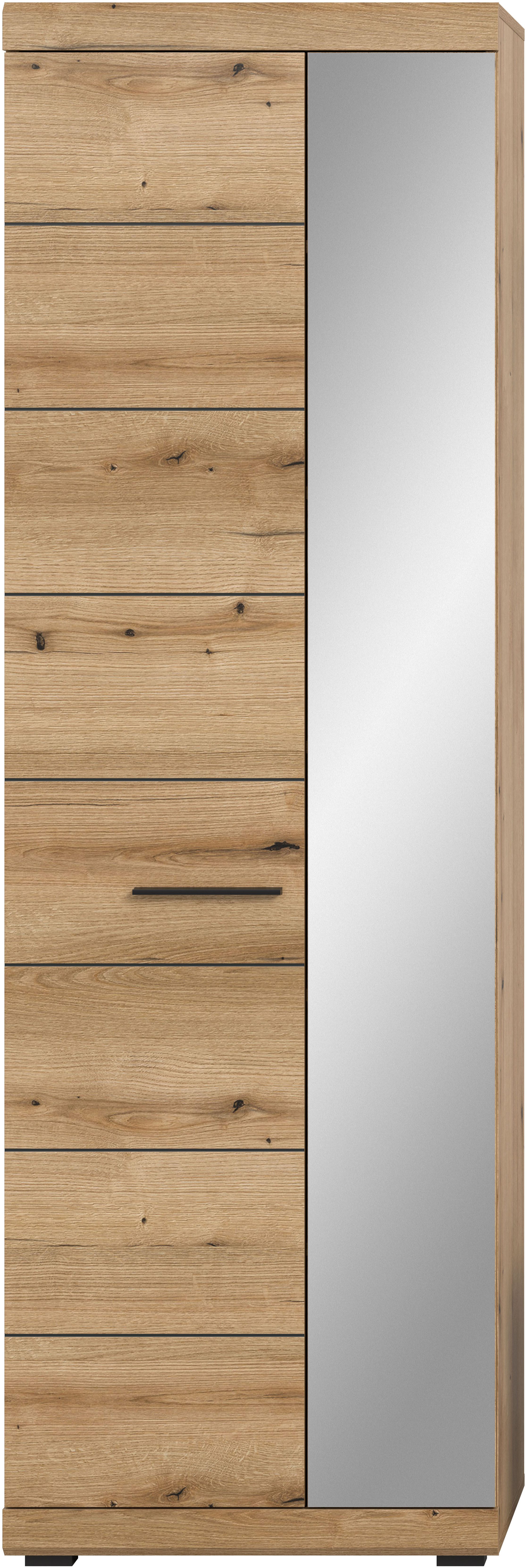 Home affaire Garderobenschrank SIENA, Höhe 197cm, 2 Türen, 4 Einlegeböden, ausziehbare Kleiderstange (1-St., hochwertige Rillenfräsung in MDF Front) Stauraumschrank, Flurschrank, Dielenschrank