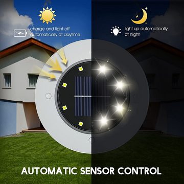 autolock Gartenleuchte Solar Bodenleuchte,LED Solarlampe,Wasserdichte Bodeneinbaustrahler, LED fest integriert, Warmweiss