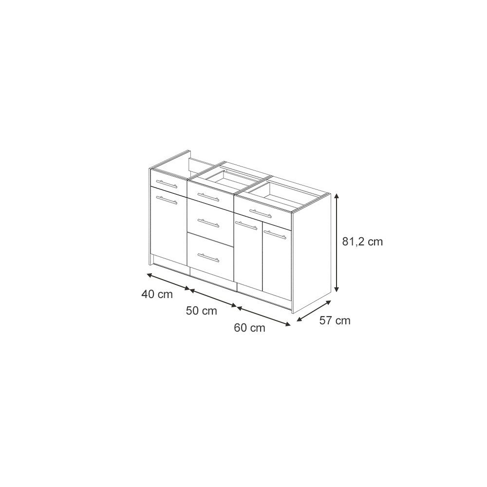 Vicco Küchenzeile Fame-Line, Goldkraft Eiche, 150 cm ohne Arbeitsplatte