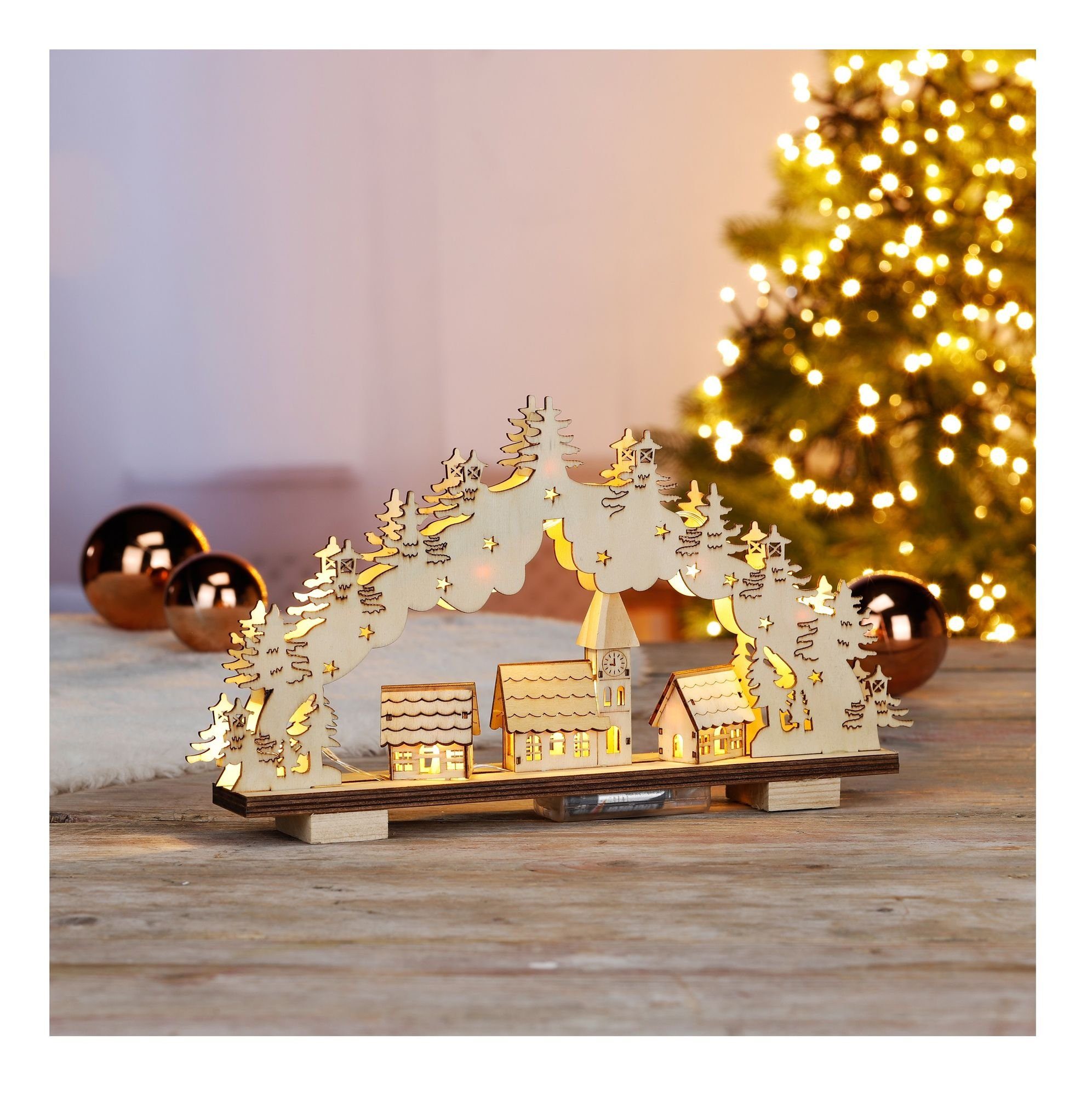 GartenHero Weihnachtsdorf LED Weihnachtsstadt Holz Weihnachtsdorf Weihnachtsszene Weihnachten