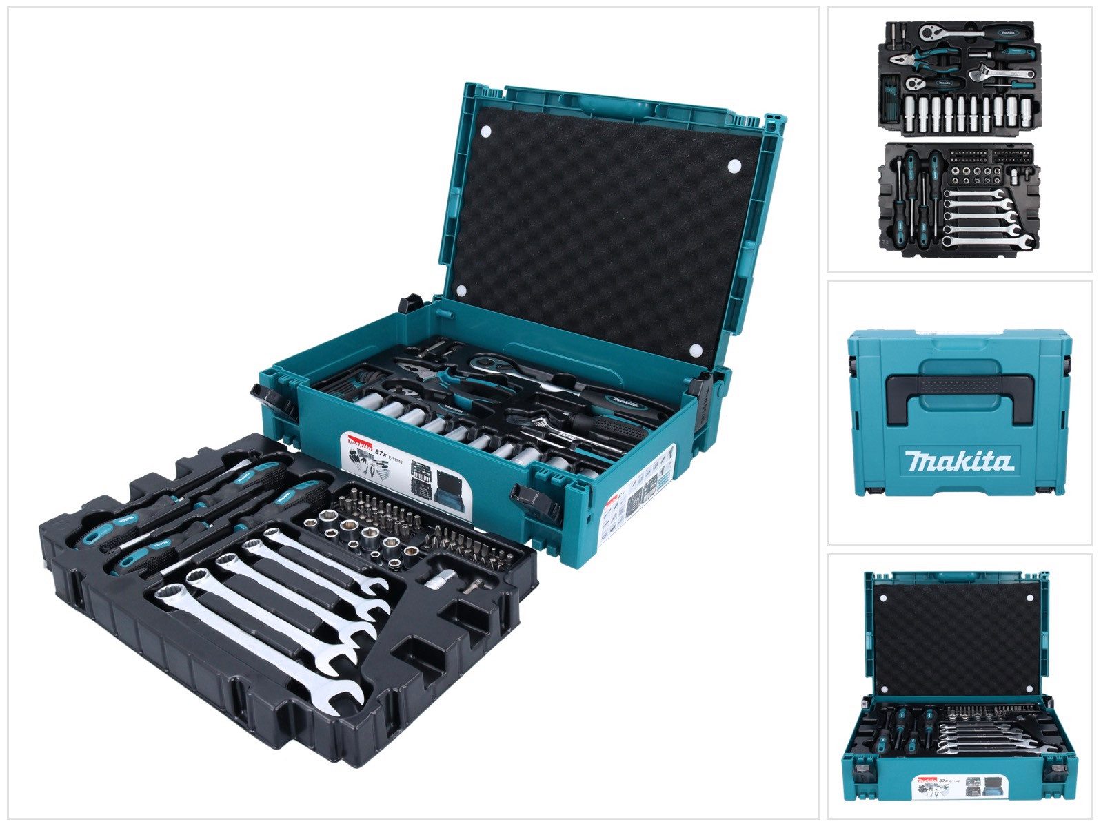 Makita Werkzeugset Handwerkzeug Set 87 tlg. (E-11542) Schraubendreher / Ratsche / Zang