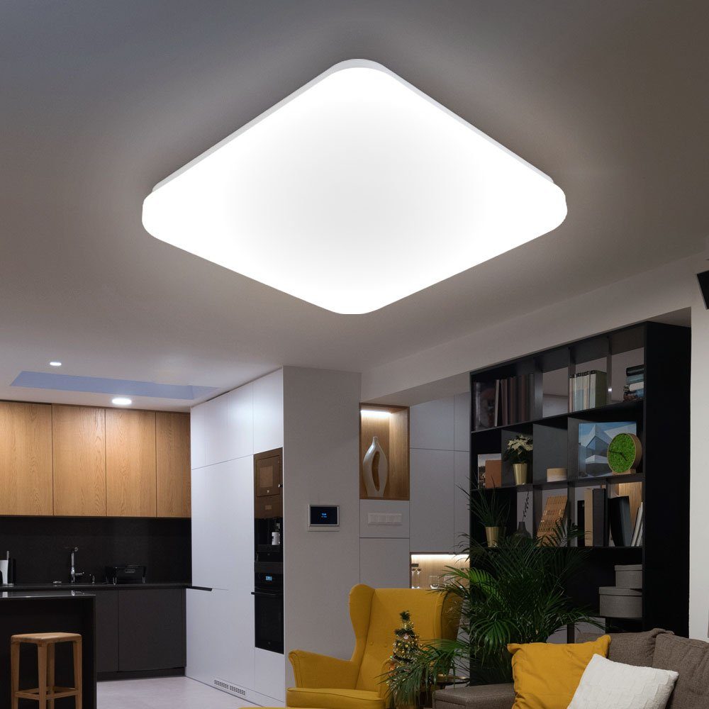 Deckenleuchte, verbaut, LED-Leuchtmittel Warmweiß, LED Deckenlampe Deckenleuchte opal Flurleuchte fest Küchenlampe Globo LED weiß