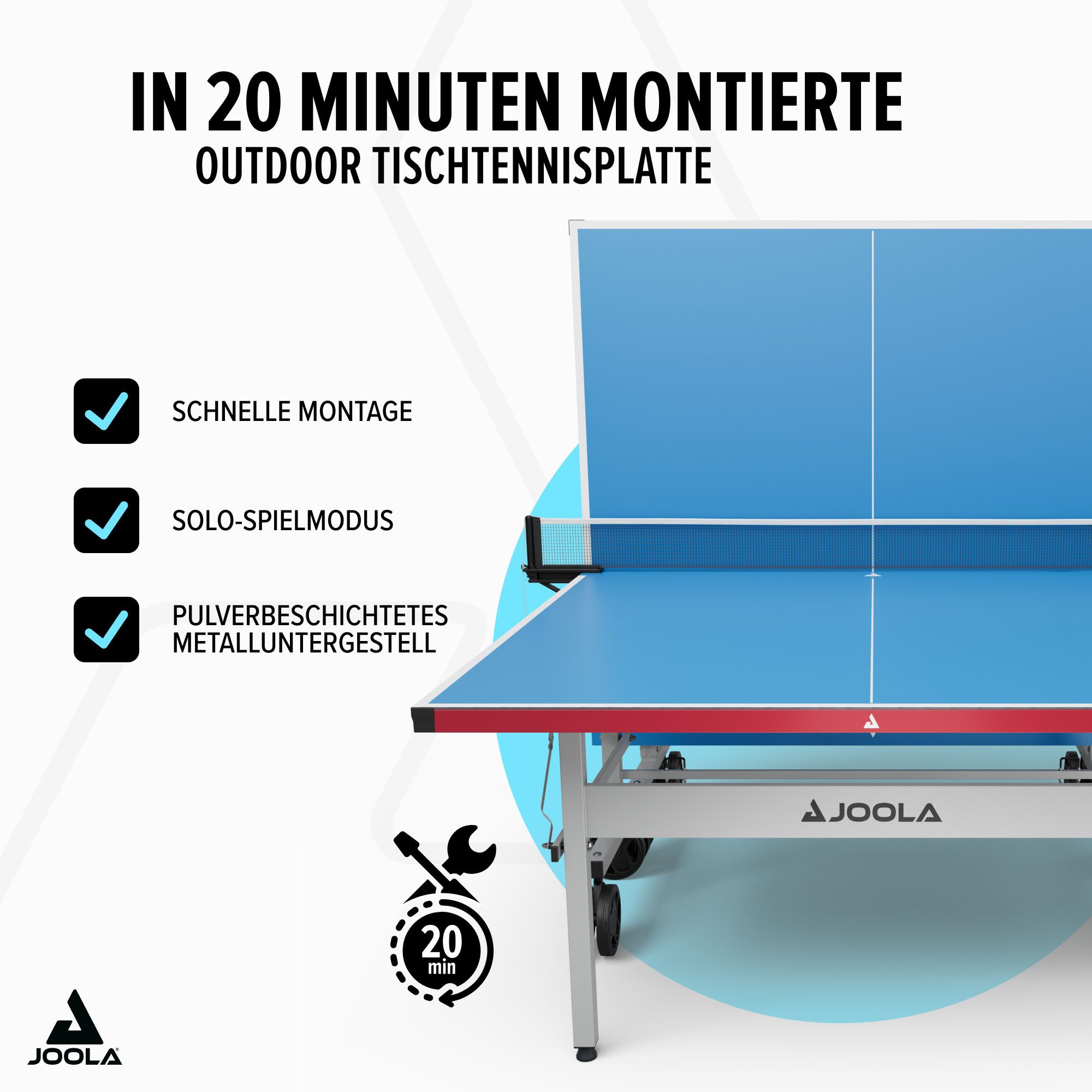 Joola Tischtennisplatte JOOLA Tischtennisplatte Aluterna (9-tlg), doppelte Kippsicherung