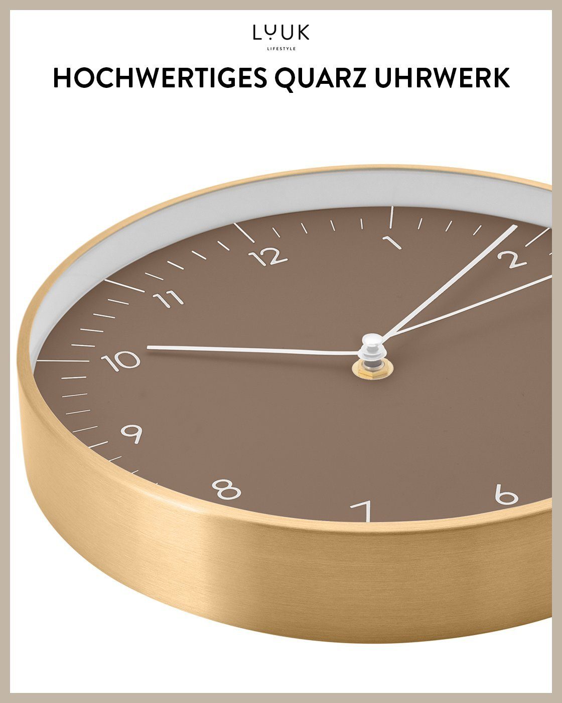 LUUK LIFESTYLE Wanduhr Helsinki (lautlos, ohne Ticken, großes Ziffernblatt, verschied. Größen)