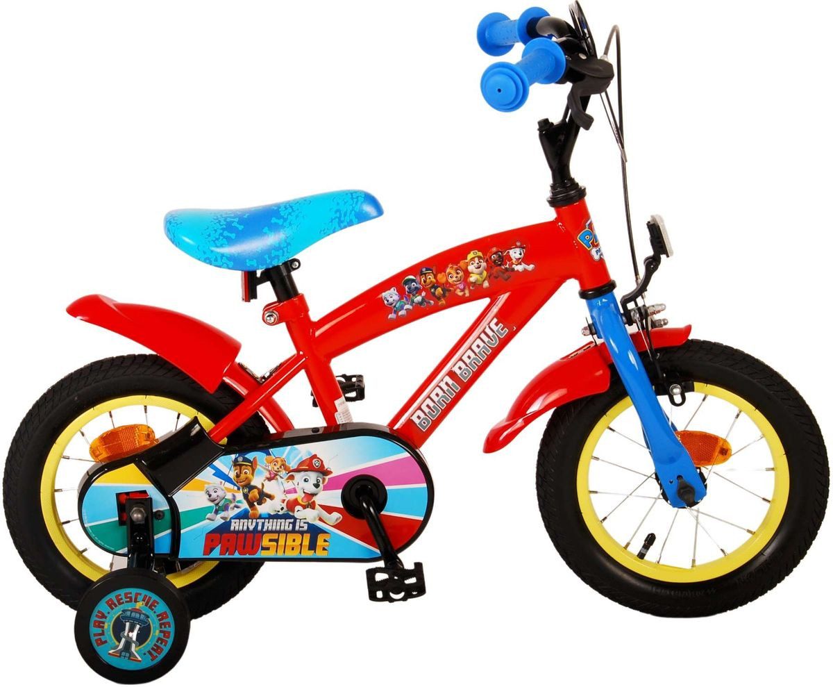 Volare Kinderfahrrad 12 Zoll Kinder Jungen Fahrrad Rad Bike Kinderrad Paw Patrol Rot 21107, 1 Gang, Rücktritt, Stützräder