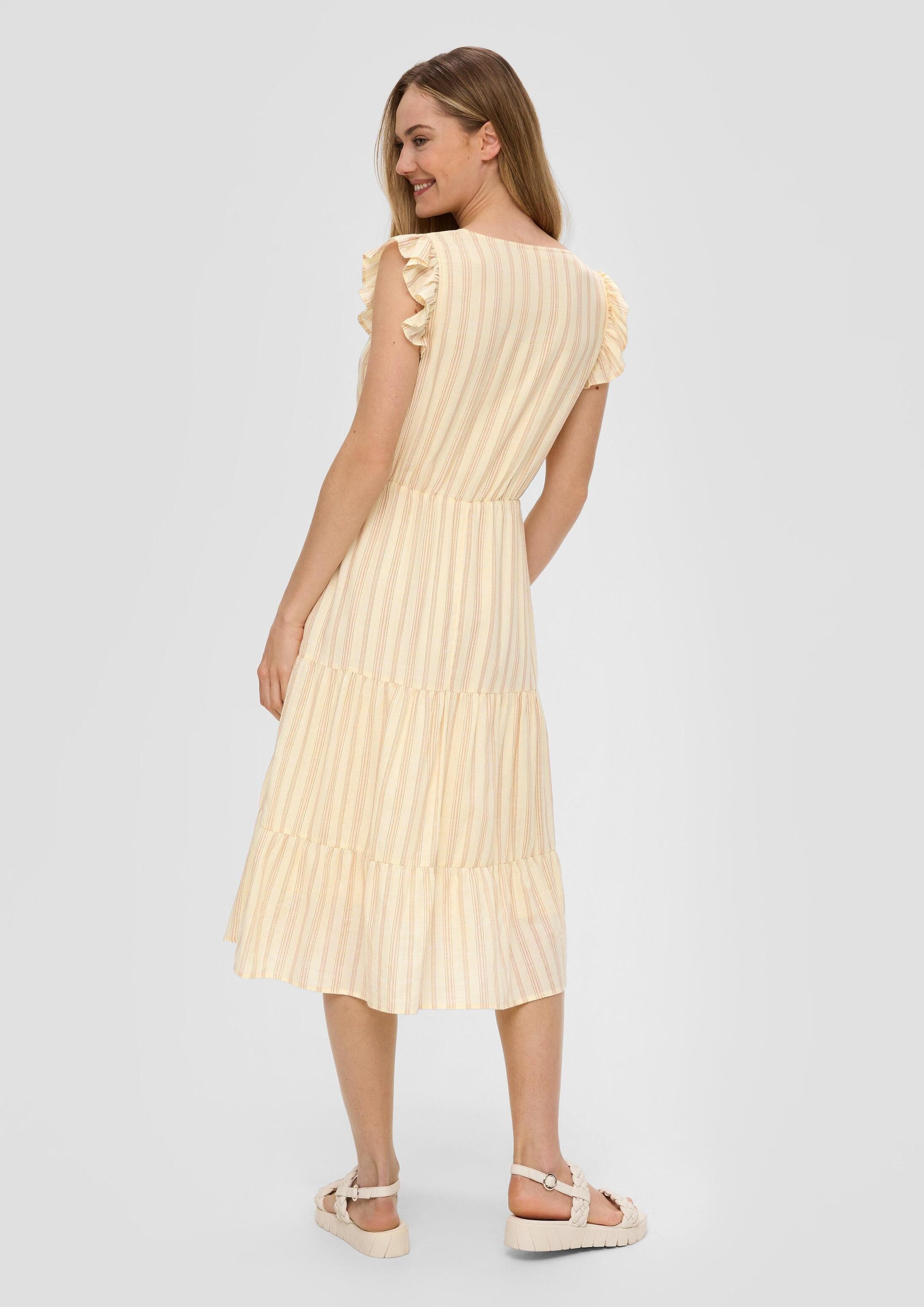 s.Oliver Midikleid Kleid Gemustertes Kleid mit Rüschen