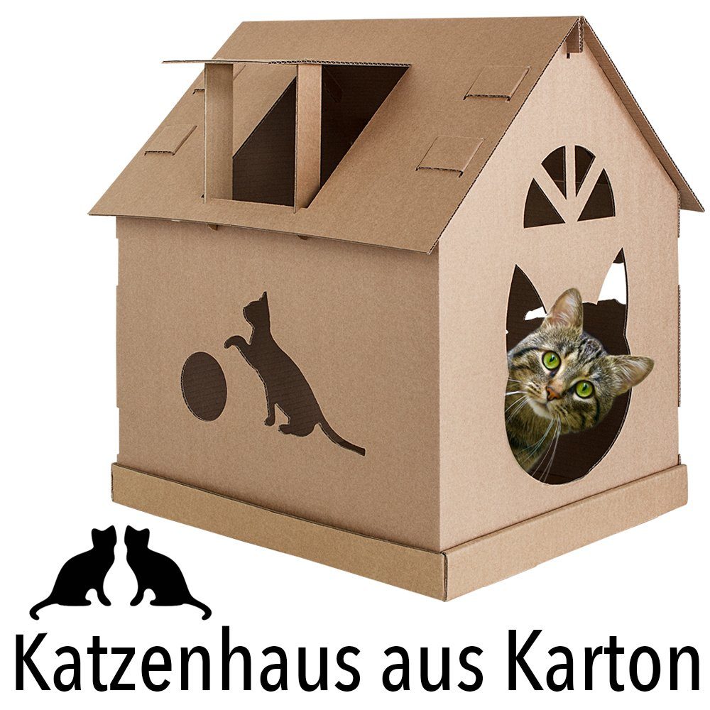 Petigi Tierhaus Katzenhaus Katzenhöhle Haus Pappe Katzennest Kartonhaus Katzenpapphaus