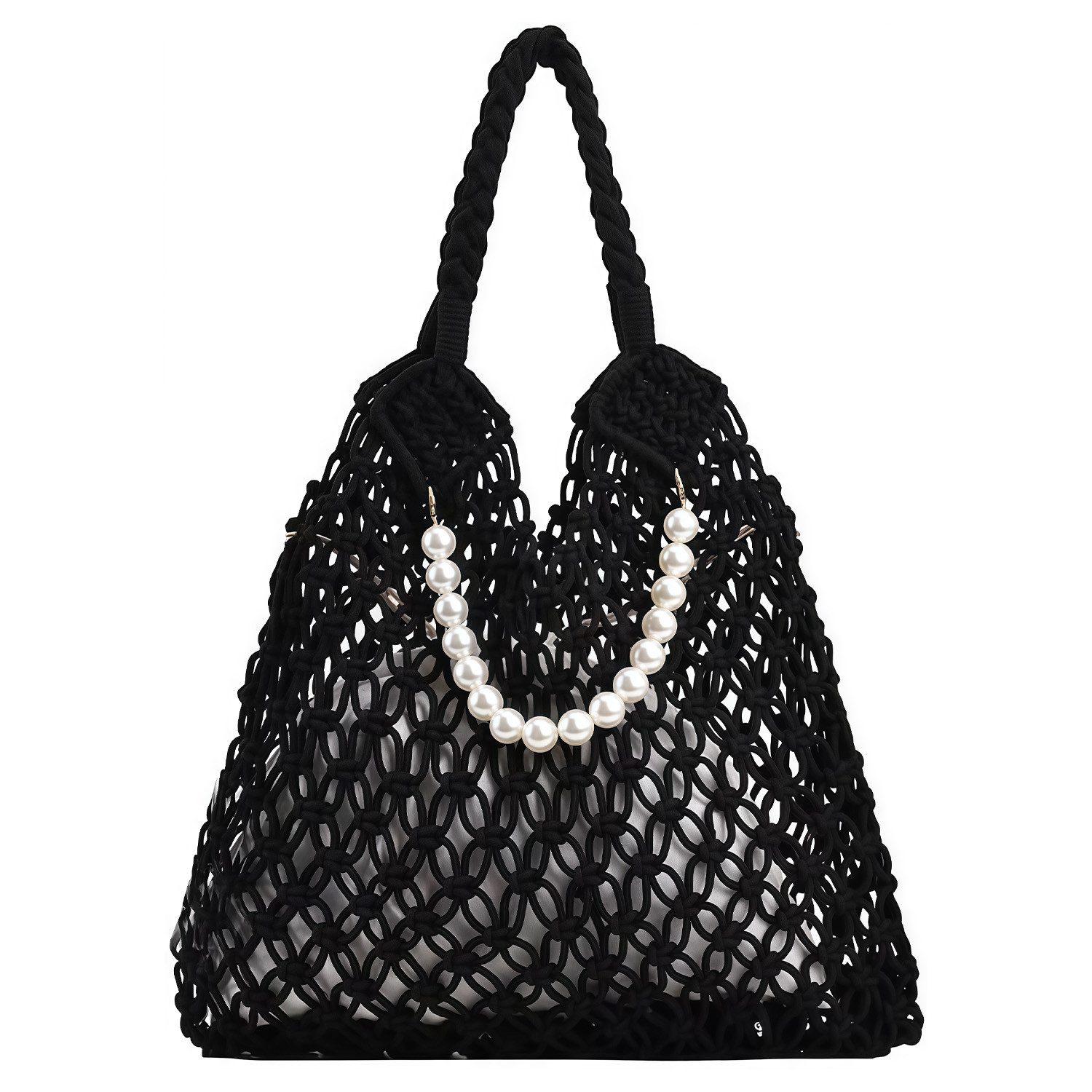 MOPUEA Strandtasche Damen Boho Strandtasche Aus Baumwollseil Gehäkelte Tragetasche (Casual Groß Häkeltasche für Urlaub Stadt Reisen, 1-tlg., Große Tragetasche Ausgehöhlte Einkaufstasche)