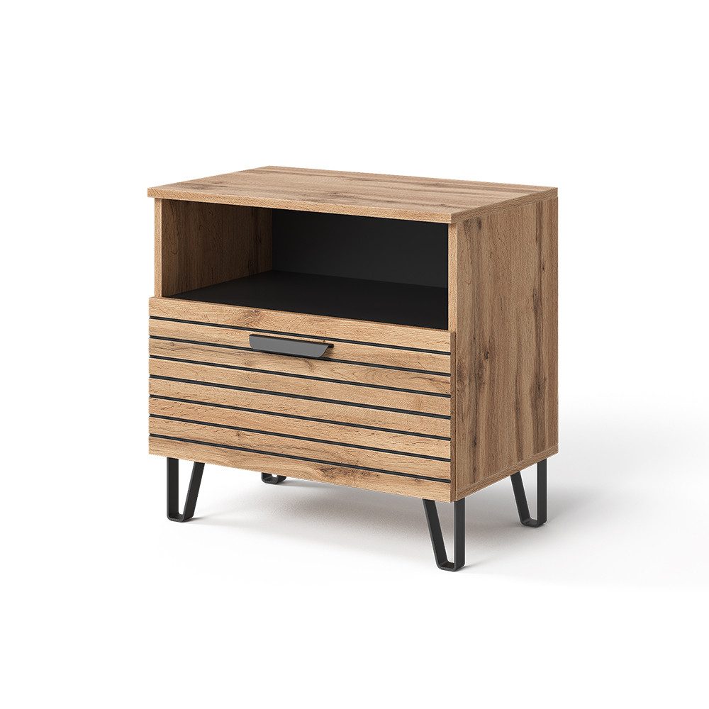 Vicco Nachtschrank Amber, Eiche Wotan, 60 x 58 cm günstig online kaufen