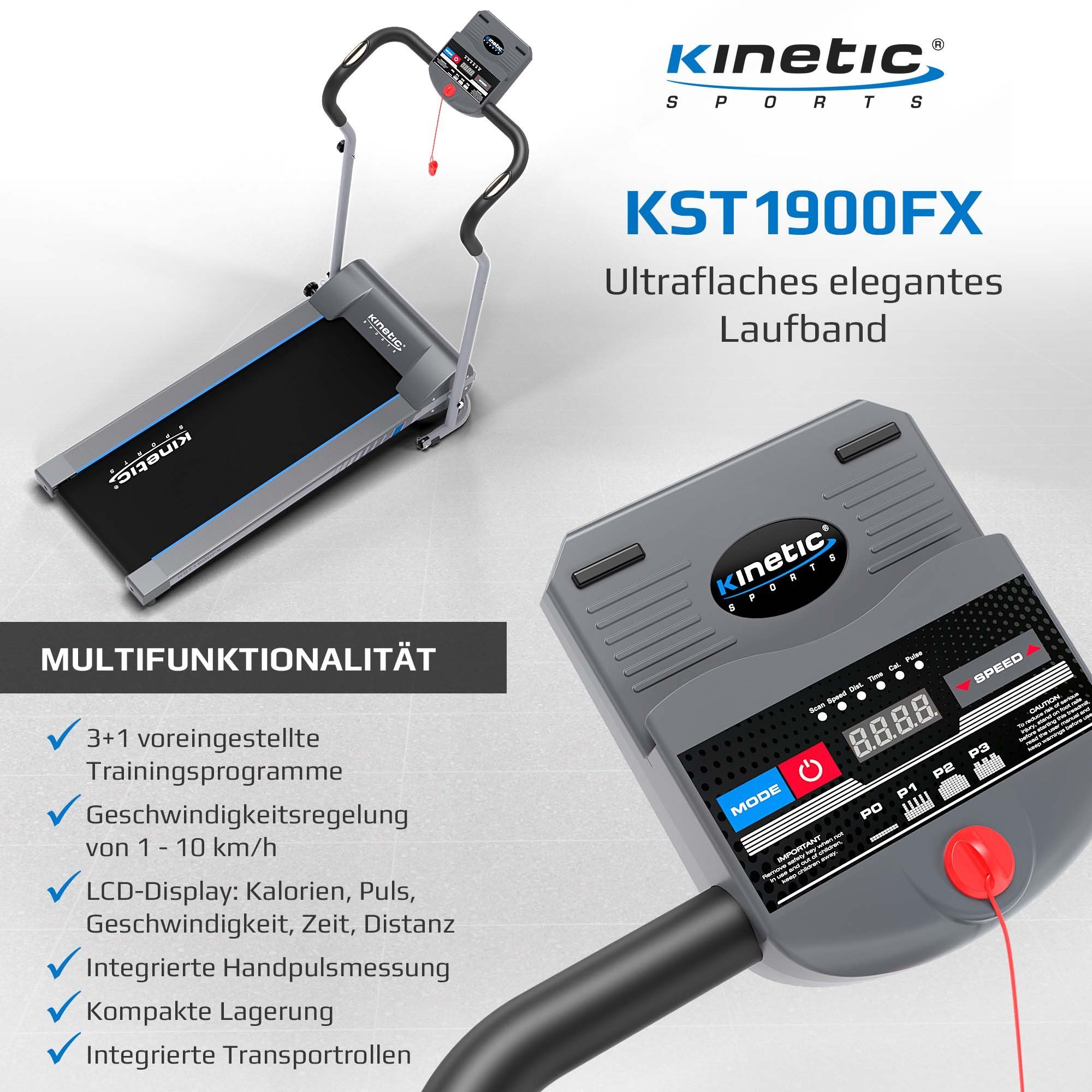 Konsole Kinetic mit klappbar, 10 Motor, Laufband KST1900FX, km/h 750 Sports Watt LCD-Display, bis