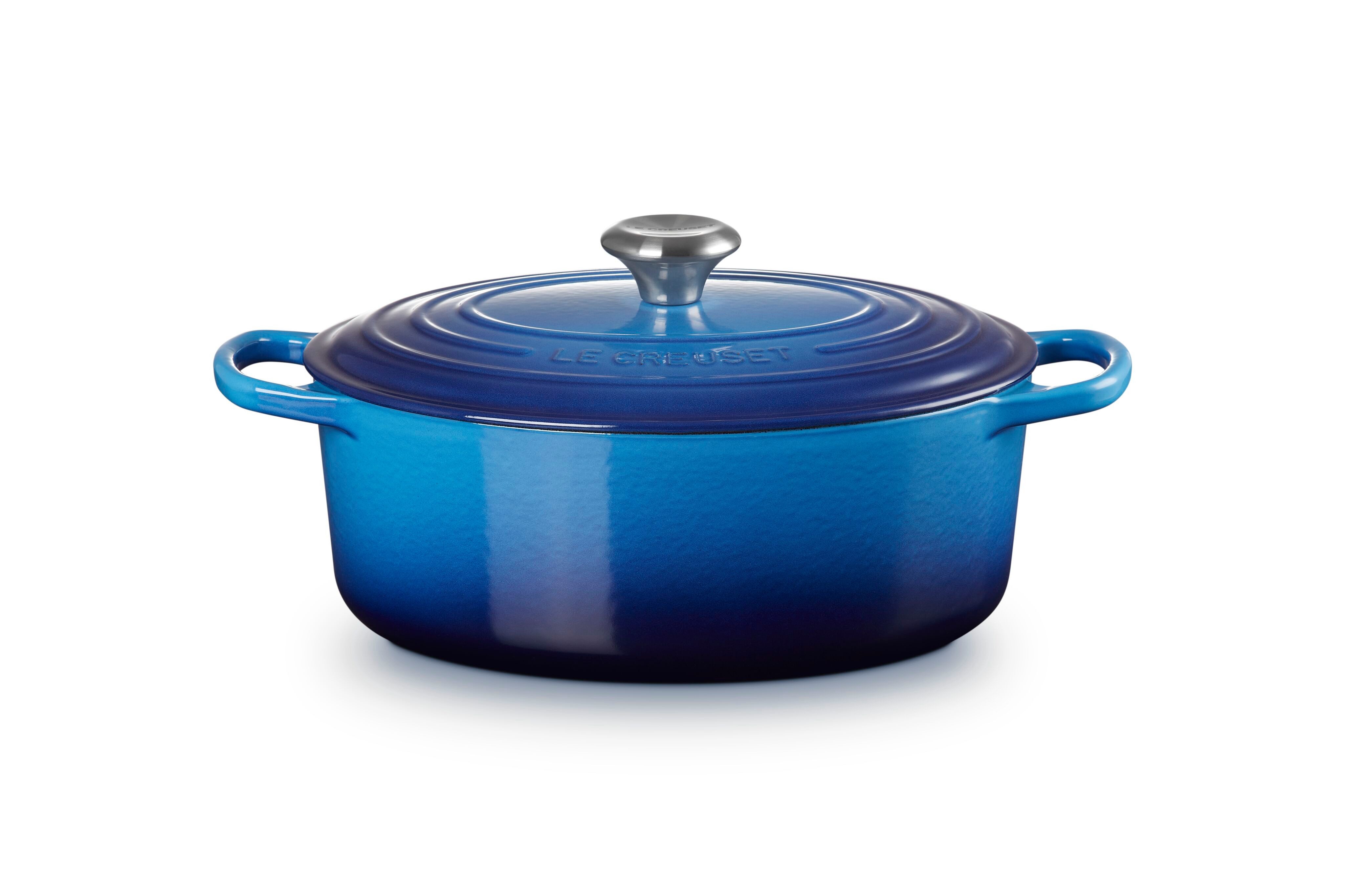 LE CREUSET Bräter Gusseisen-Bräter mit Deckel, Oval, Gusseisen, Ø 29 cm, Azure, 21178292202430