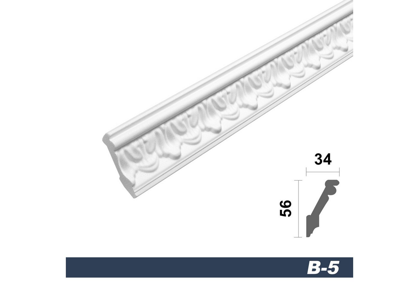 Thumbnail - marbet design Stuckleiste B-05, 30 Meter, Deckenleisten Sparpaket aus Styropor EPS - Stuckleisten gemustert, leicht im t...