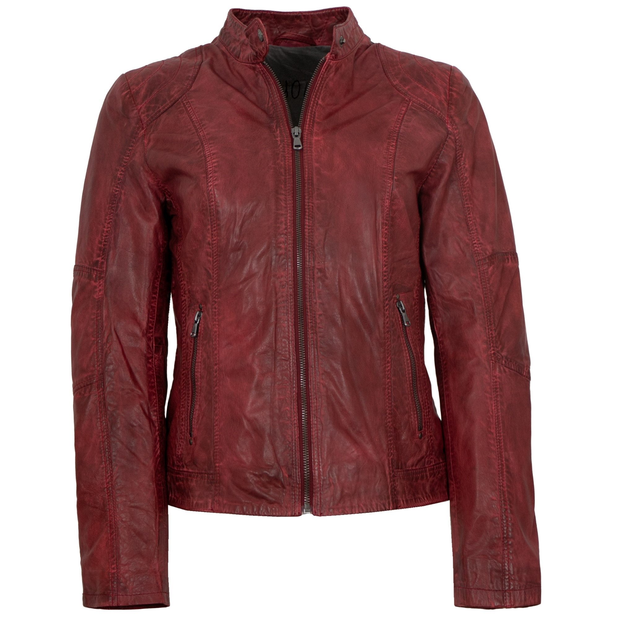 Maddox Lederjacke Jecki MADDOX - Damen Lederjacke Lammnappa dunkelrot
