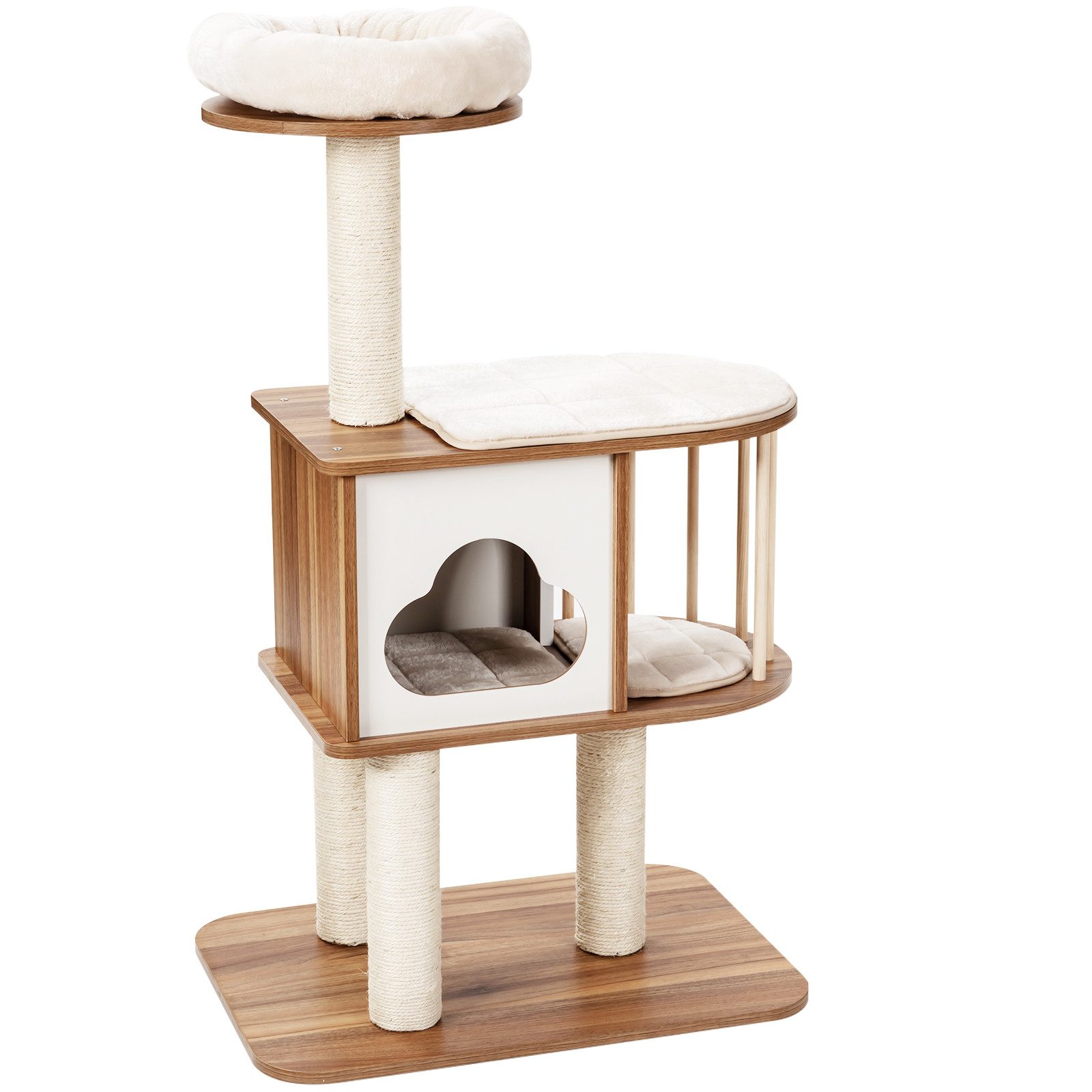 COSTWAY Kratzbaum Katzenbaum, Holz, mit waschbaren Kissen, 68x48x117cm günstig online kaufen