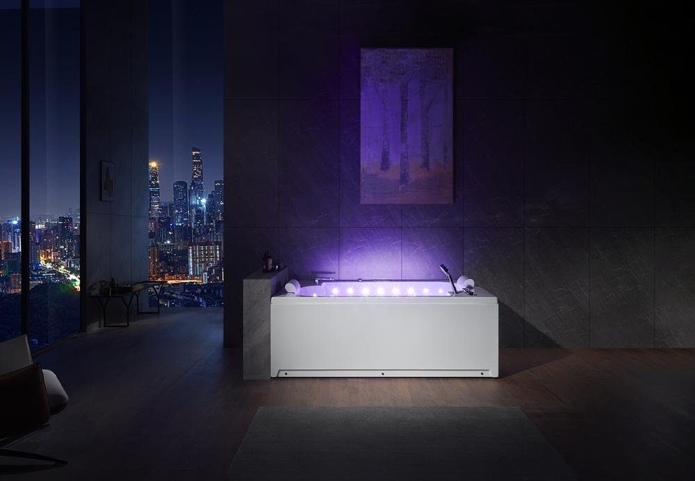 Duwilux Whirlpool-Badewanne 2 Pers. Whirlpool Florida 185x120 Badewanne Whirlwanne VOLLAUSSTATTUNG, (1-tlg), Heizung