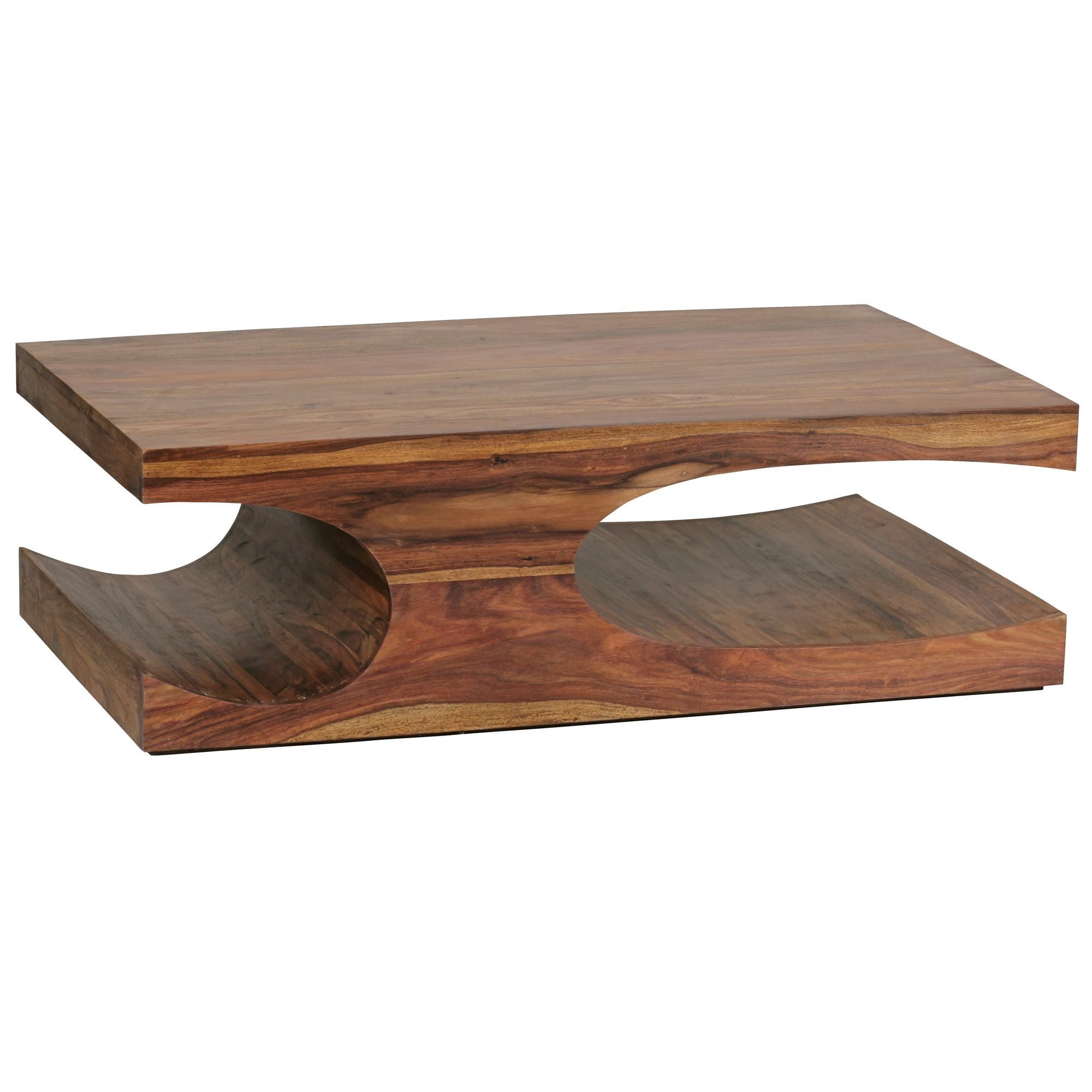 KADIMA DESIGN Couchtisch Couchtisch BOHA Massiv-Holz 118 cm breit Wohnzimmer-Tisch Sofatisch, Design dunkel-braun Landhaus-Stil Beistelltisch