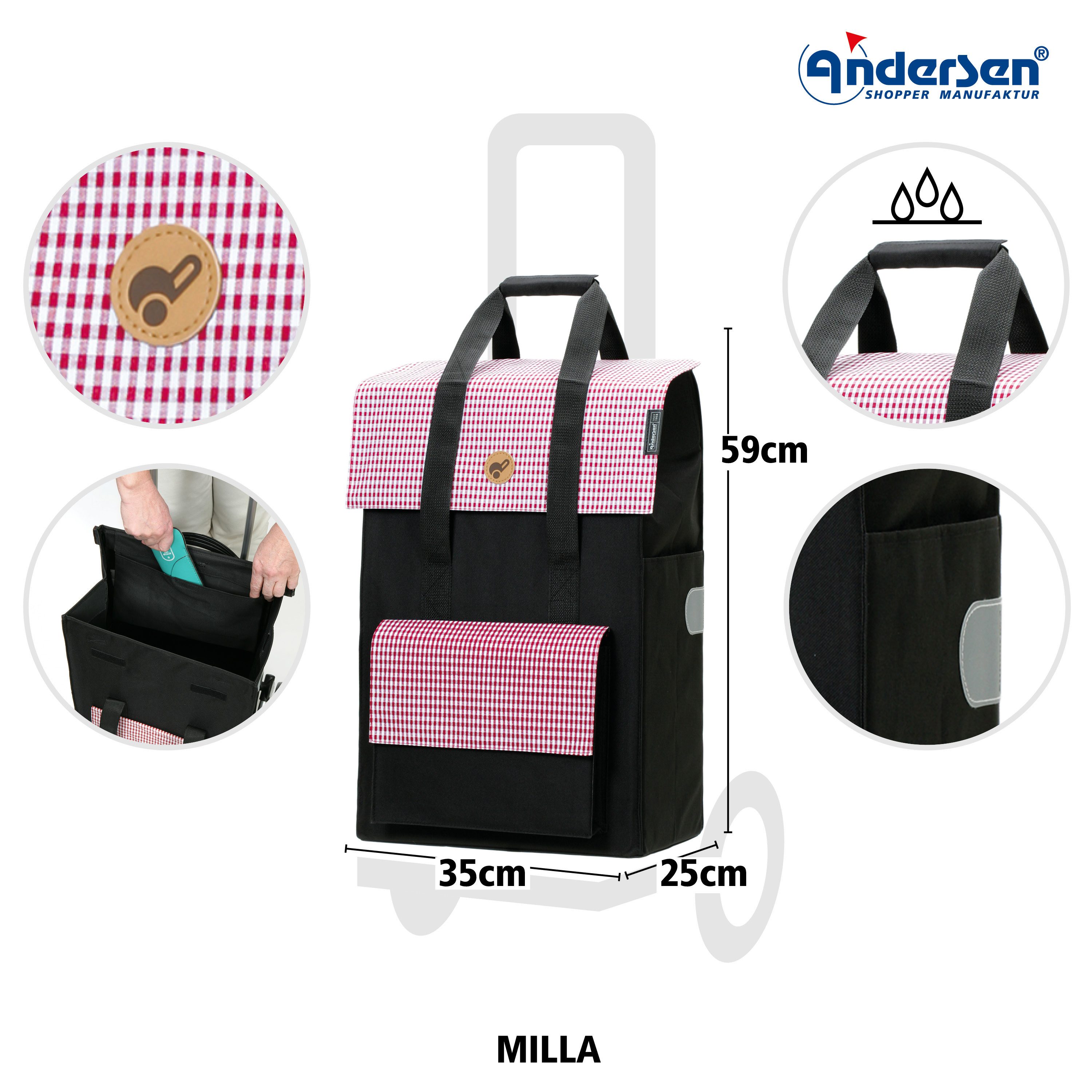 Andersen Einkaufstrolley Komfort Shopper Milla rot, klappbare Ladefläche, b günstig online kaufen
