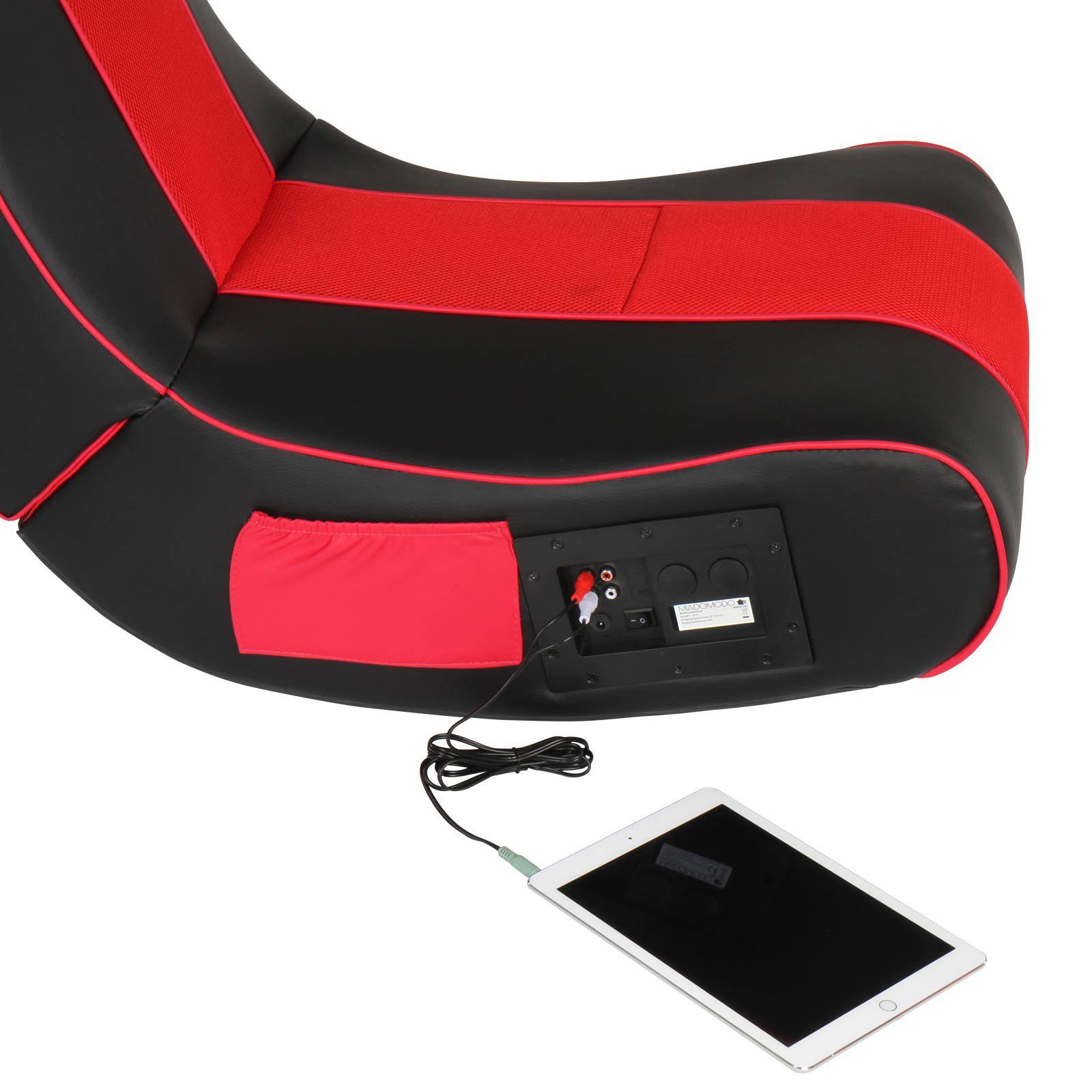 Rot/Schwarz Gaming zusammenklappbar, Soundsessel Chair - mit MIADOMODO Kunstleder, aus Lautsprecher