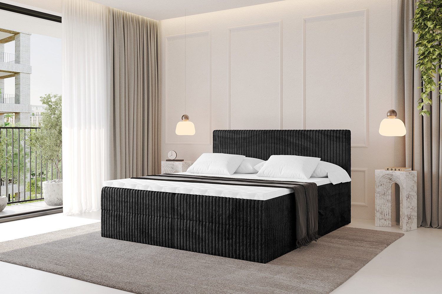 ALTDECOR Boxbett TOLO (Multipocket-Matratze H4, H3 Matratze Bonellfederung, Topper, Kopfteil)