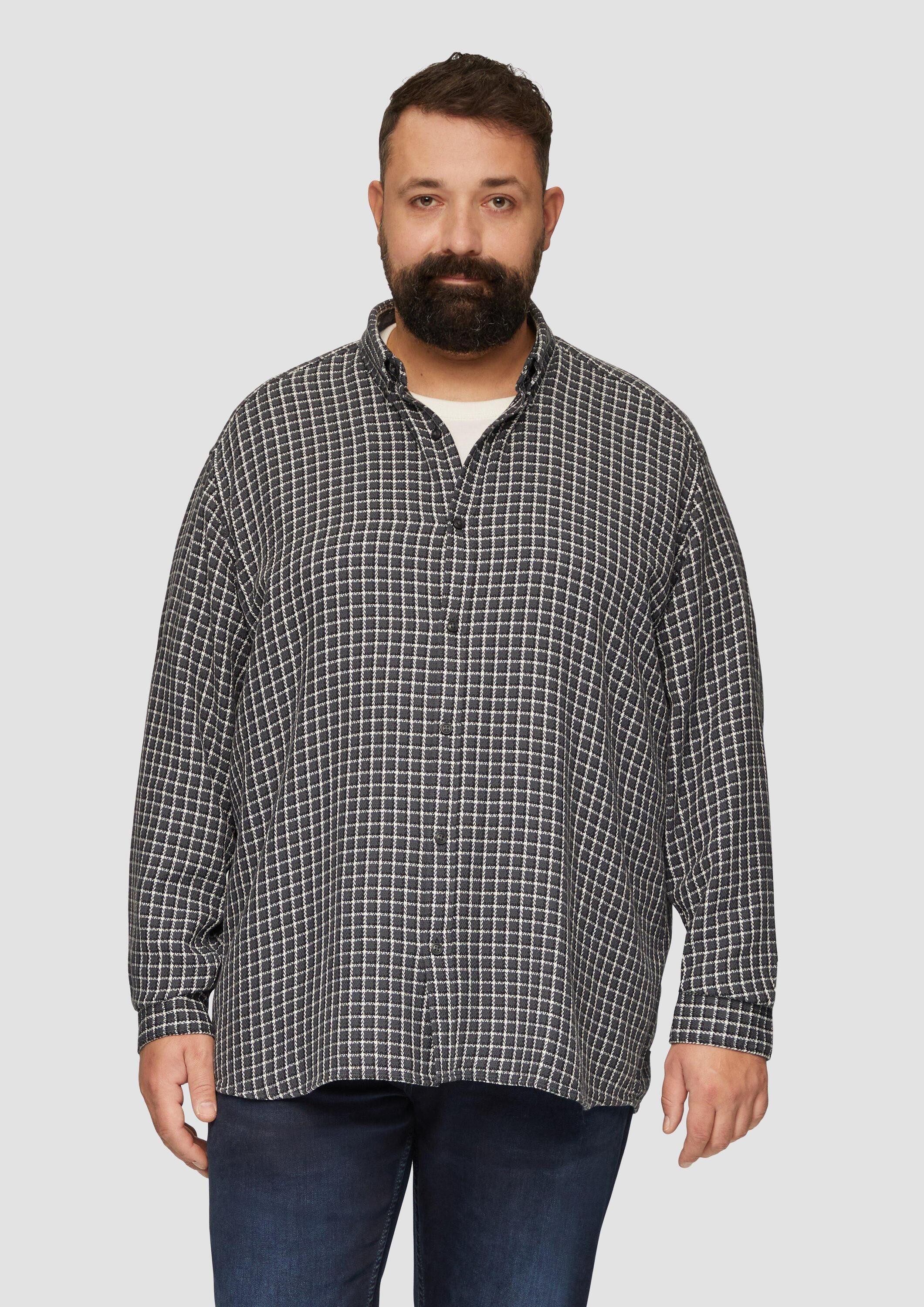 s.Oliver Langarmhemd Hemd Regular Fit: Strukturiertes Baumwollhemd mit Butt günstig online kaufen