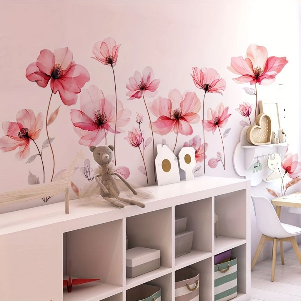 Montegoni Wandsticker Moderne Wandsticker Blumenmotiv in Pink – Selbstklebe günstig online kaufen